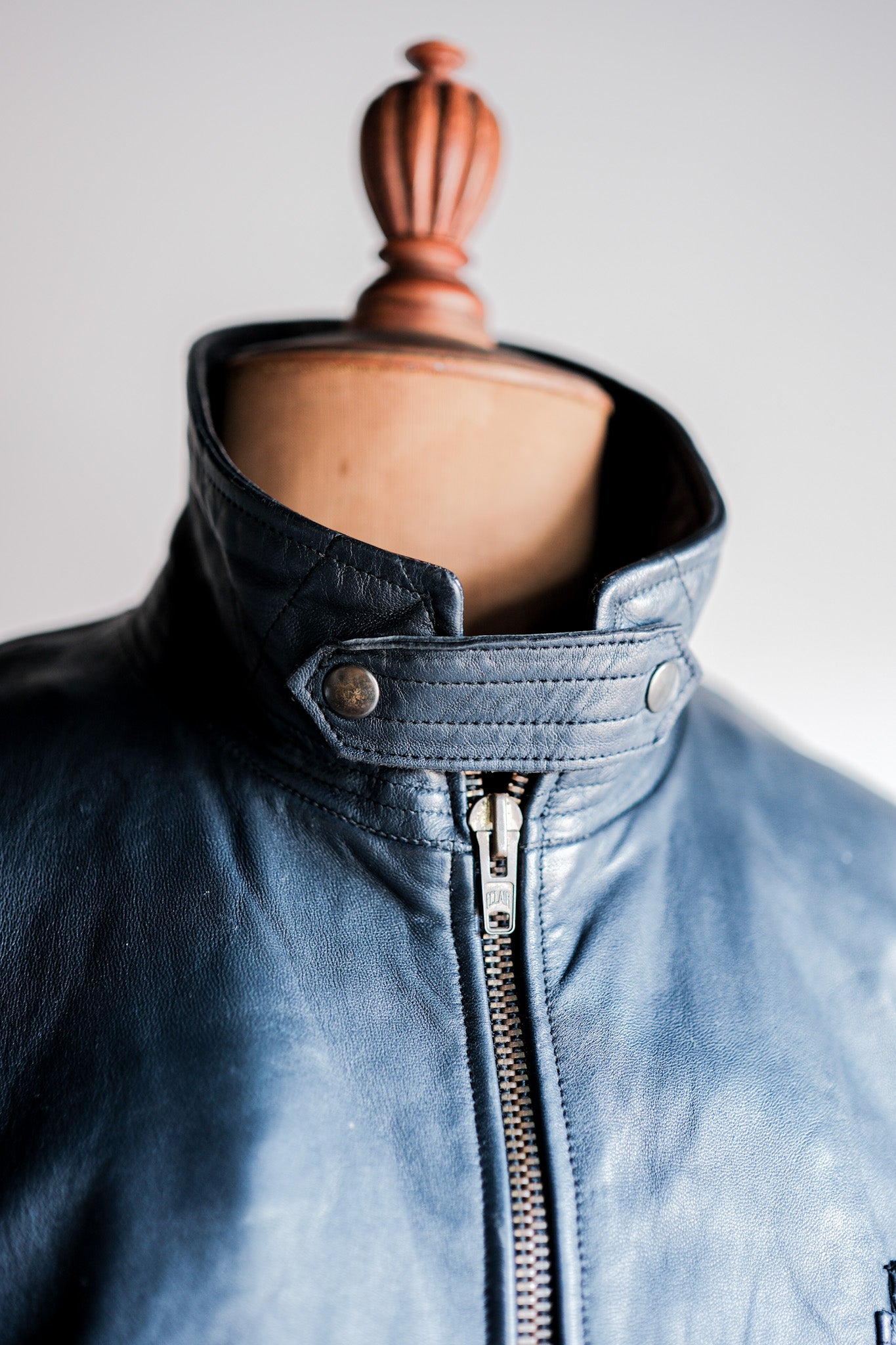 【~70's】French Air Force Pilot Leather Jacket With Chin Strap Size.100L