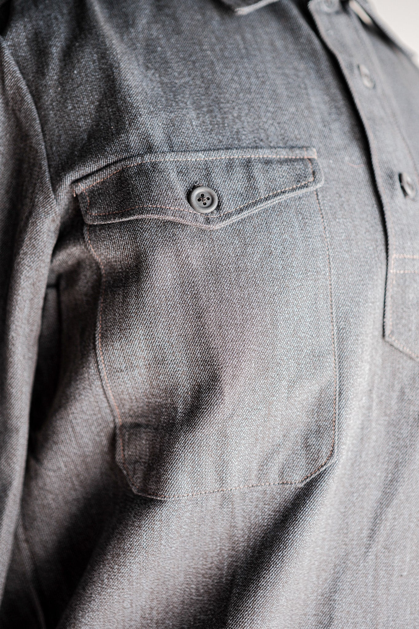 【~50's】Europe Vintage Salt & Pepper Cotton Smock "Dead Stock"