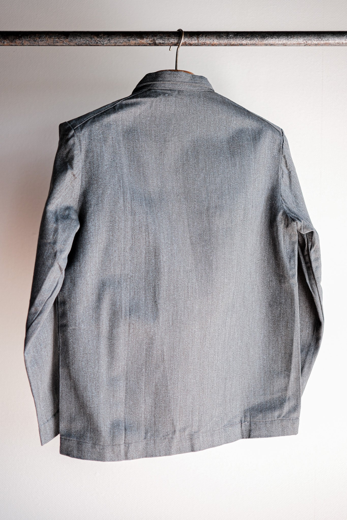 【~50's】Europe Vintage Salt & Pepper Cotton Smock "Dead Stock"