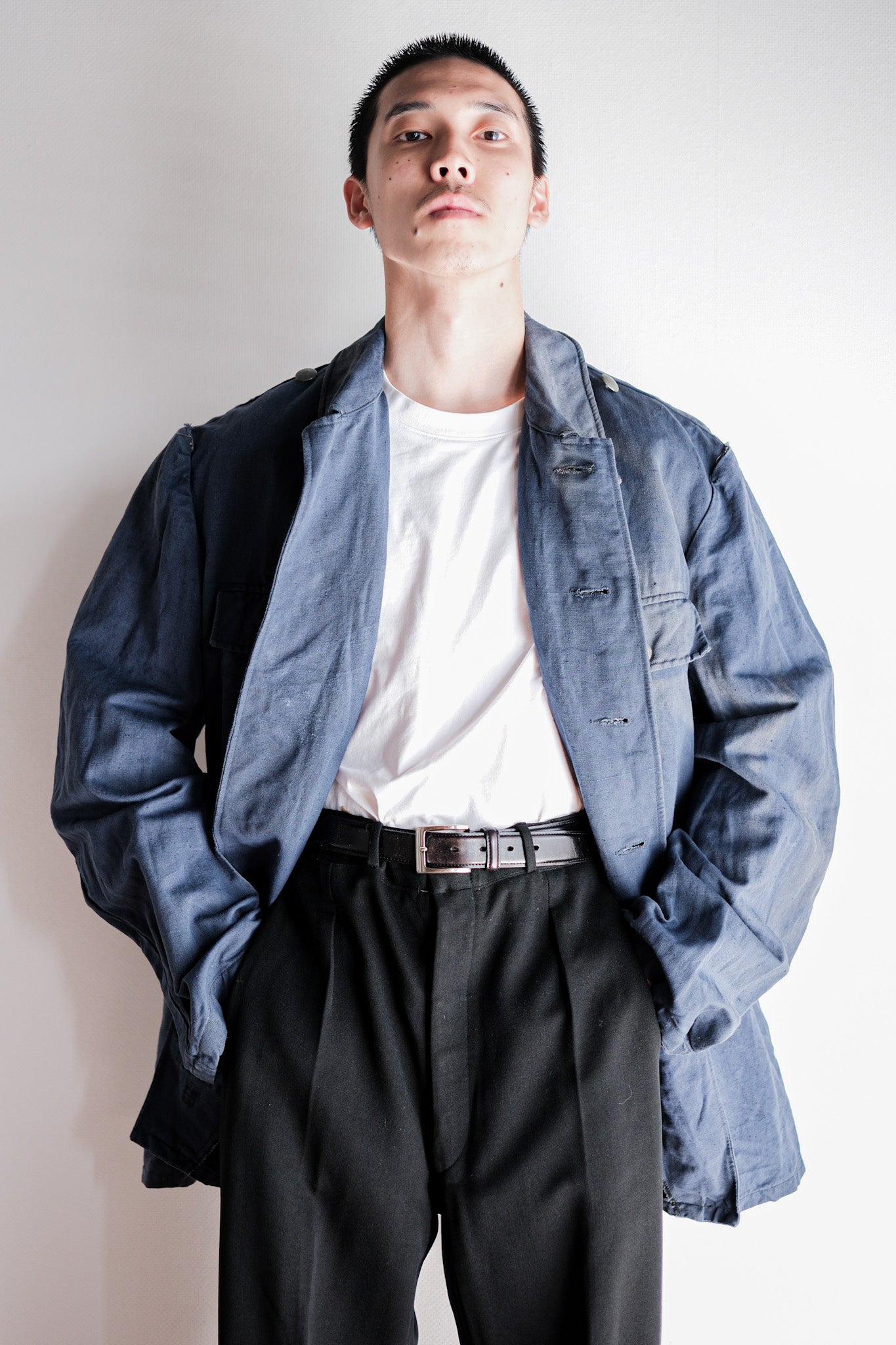 【~40's】German Navy Drillich Indigo Cotton Jacket "Kriegsmarine"