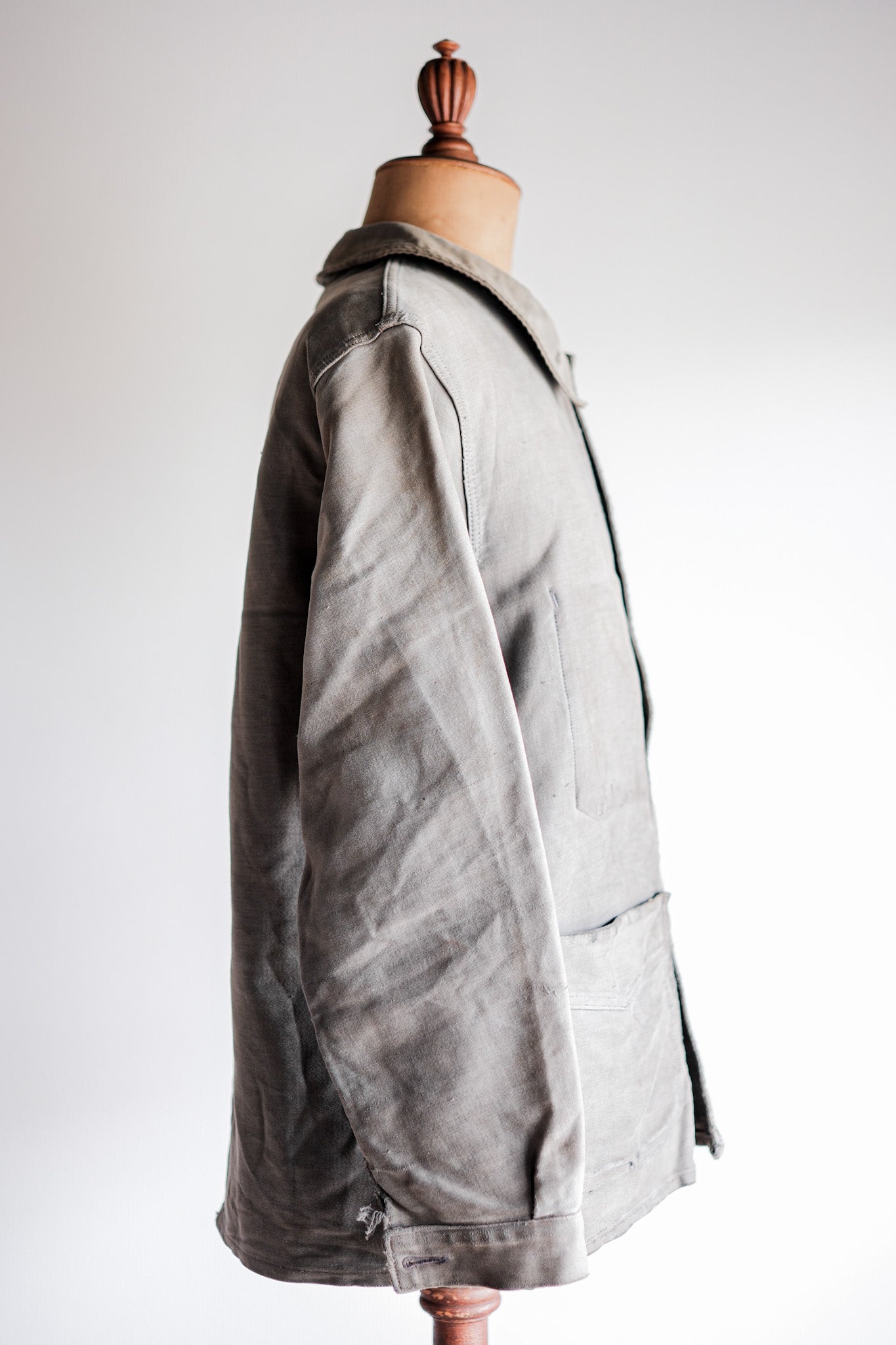 【~40's】French Vintage Black Moleskin Work Jacket "Adolphe Lafont"