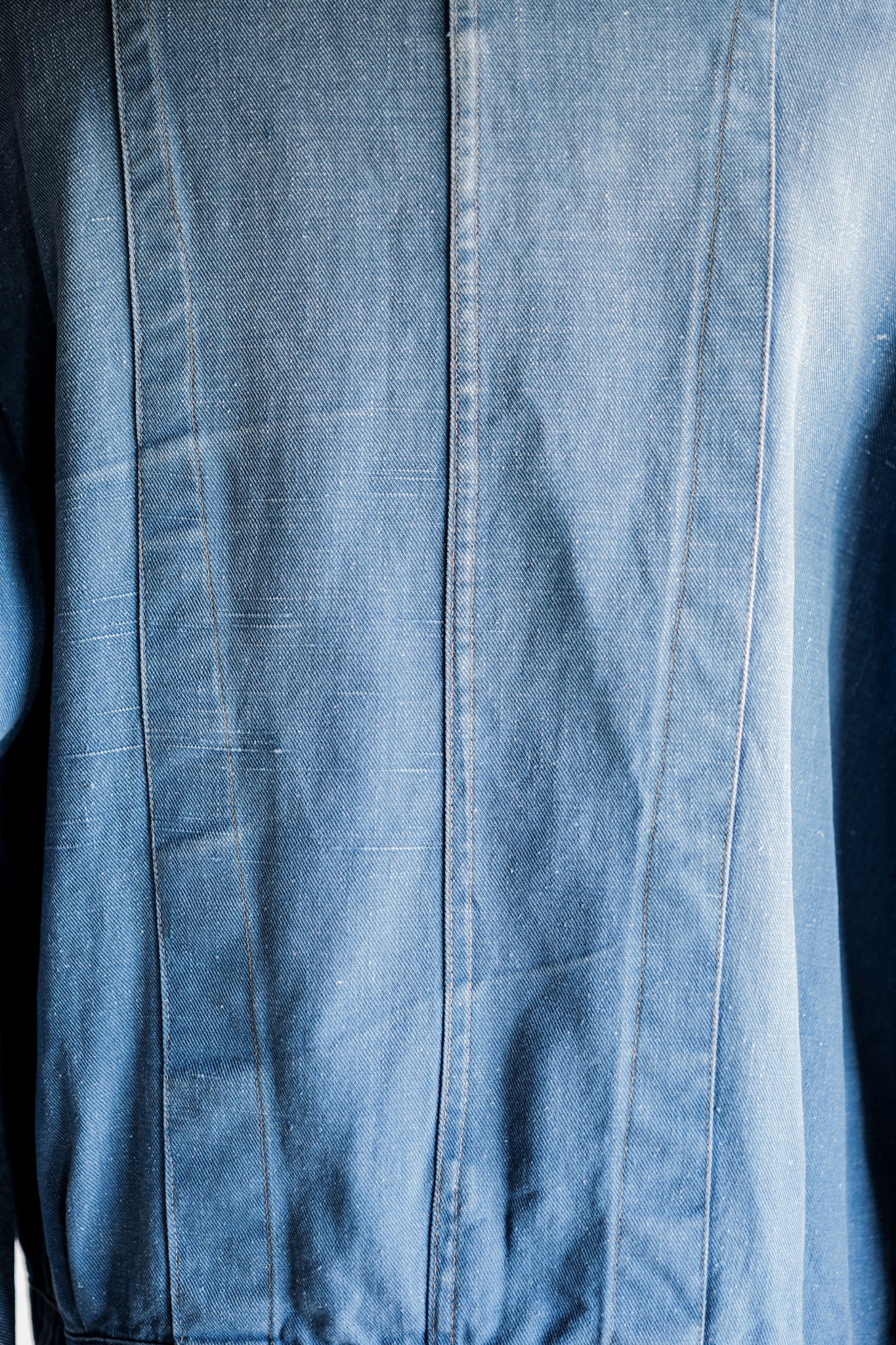 【~40's】French Vintage Indigo Cotton Linen Twill Work Jacket