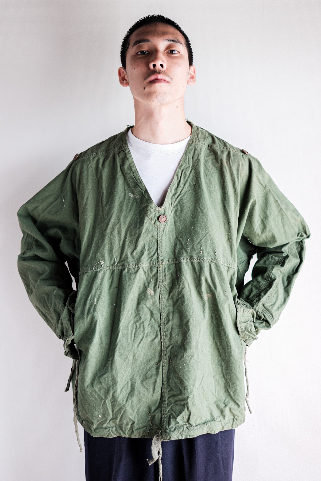 【~50's】Czechoslovakian Army Green Cotton Smock