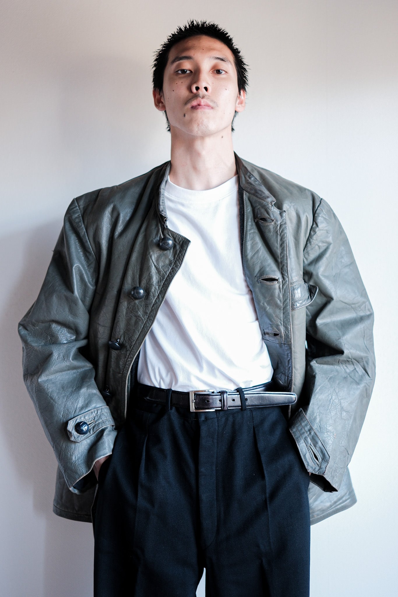 【~40's】WWⅡ+German+Navy+U-Boat+Crew+Gray+Leather+Jacket+"Kriegsmarine"