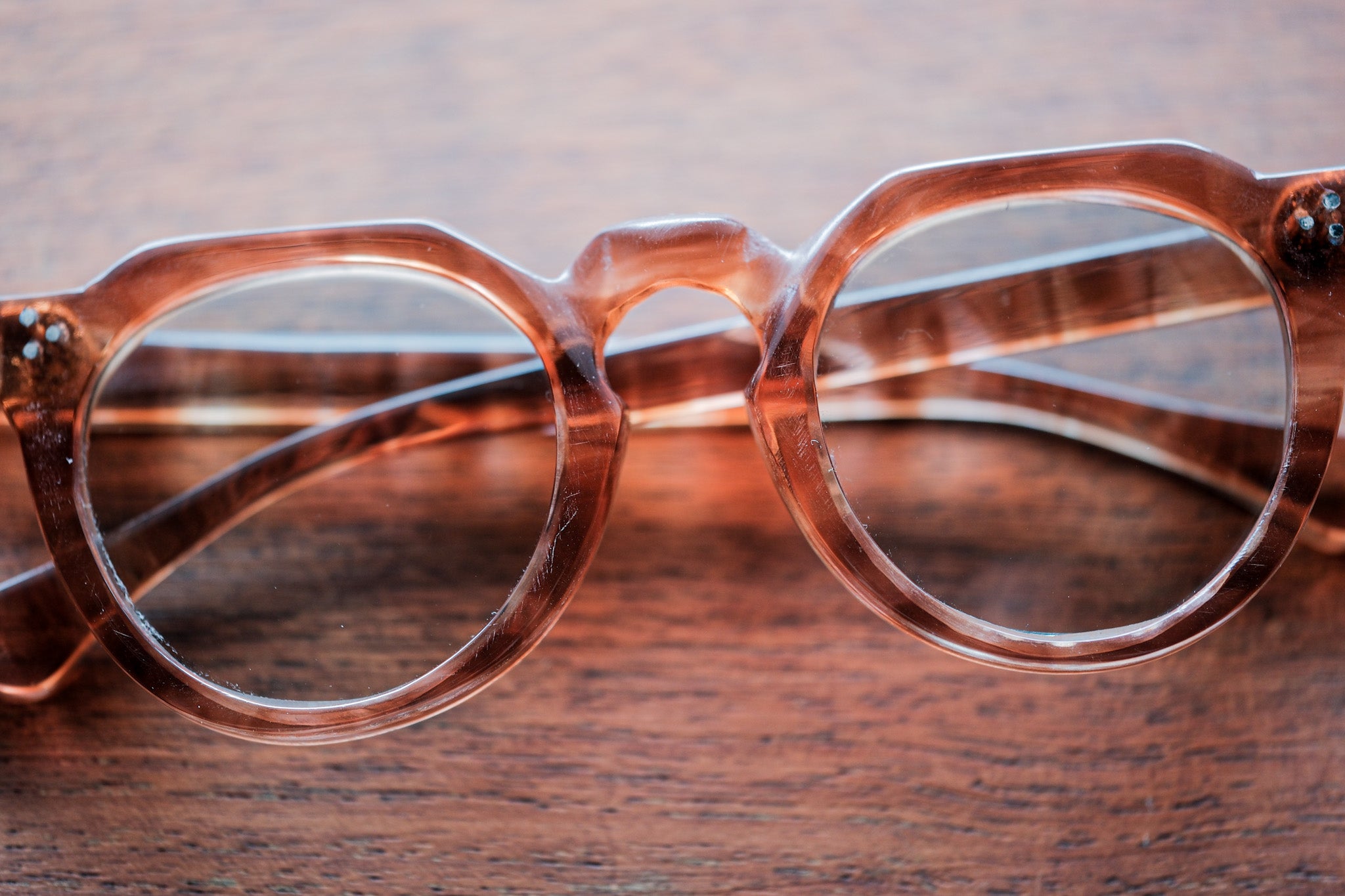 【~40’s】French Vintage Crown Panto Celluloid Frame "3 Dots"