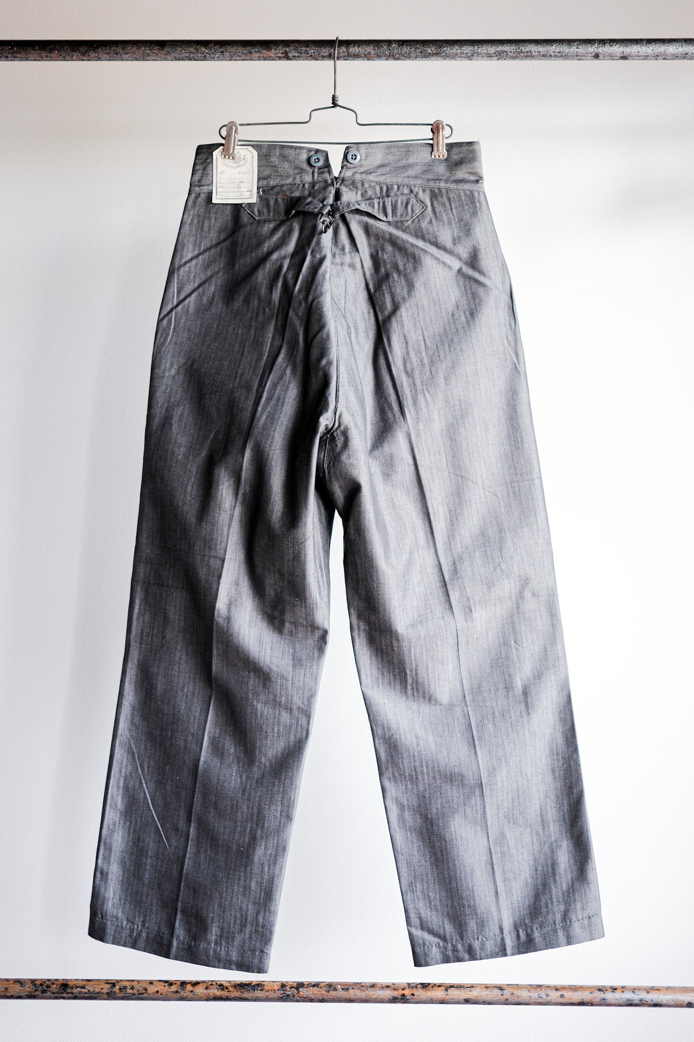 【~30's】French Vintage Salt & Pepper Cotton HBT Work Pants “Dead Stock”