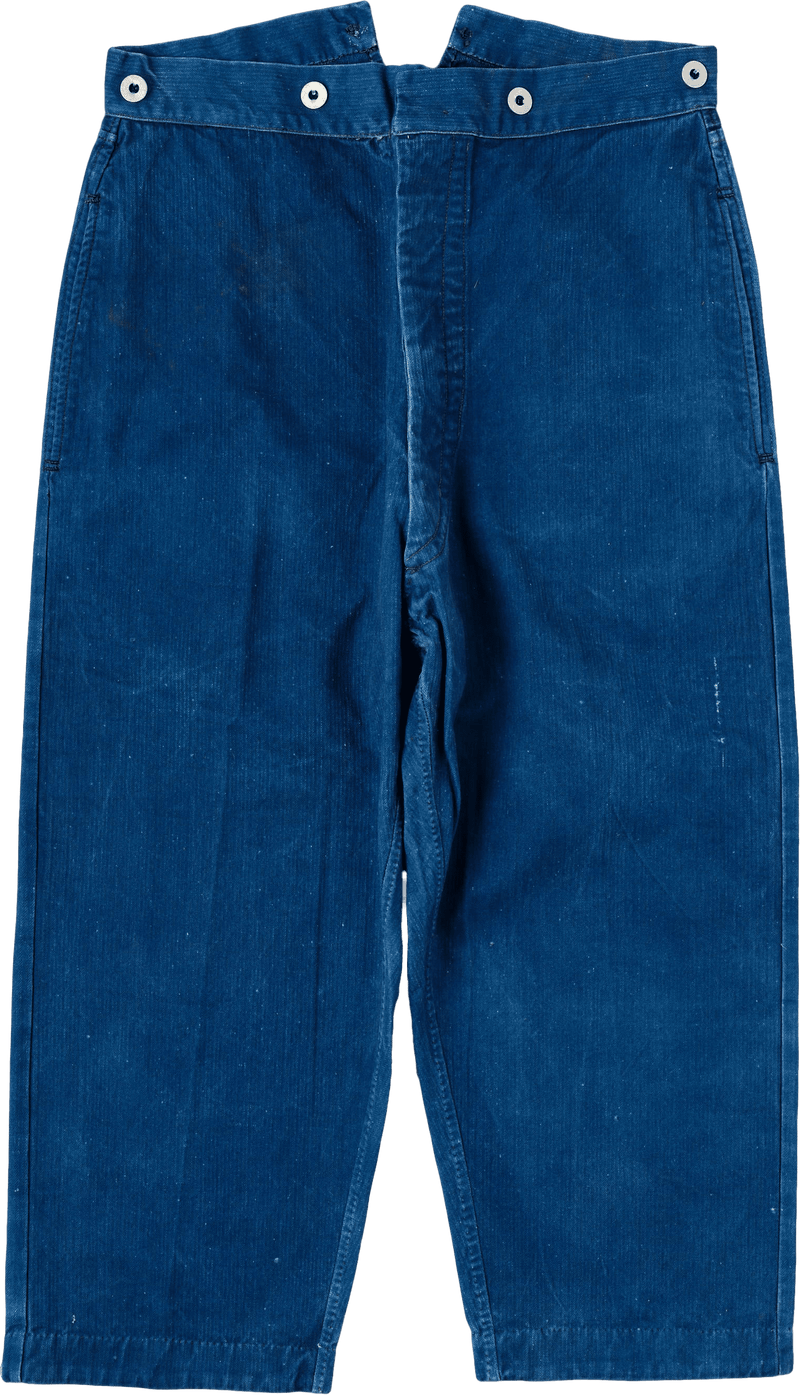 【~30’s】French Army Indigo HBT Cotton Linen Mechanic Trousers