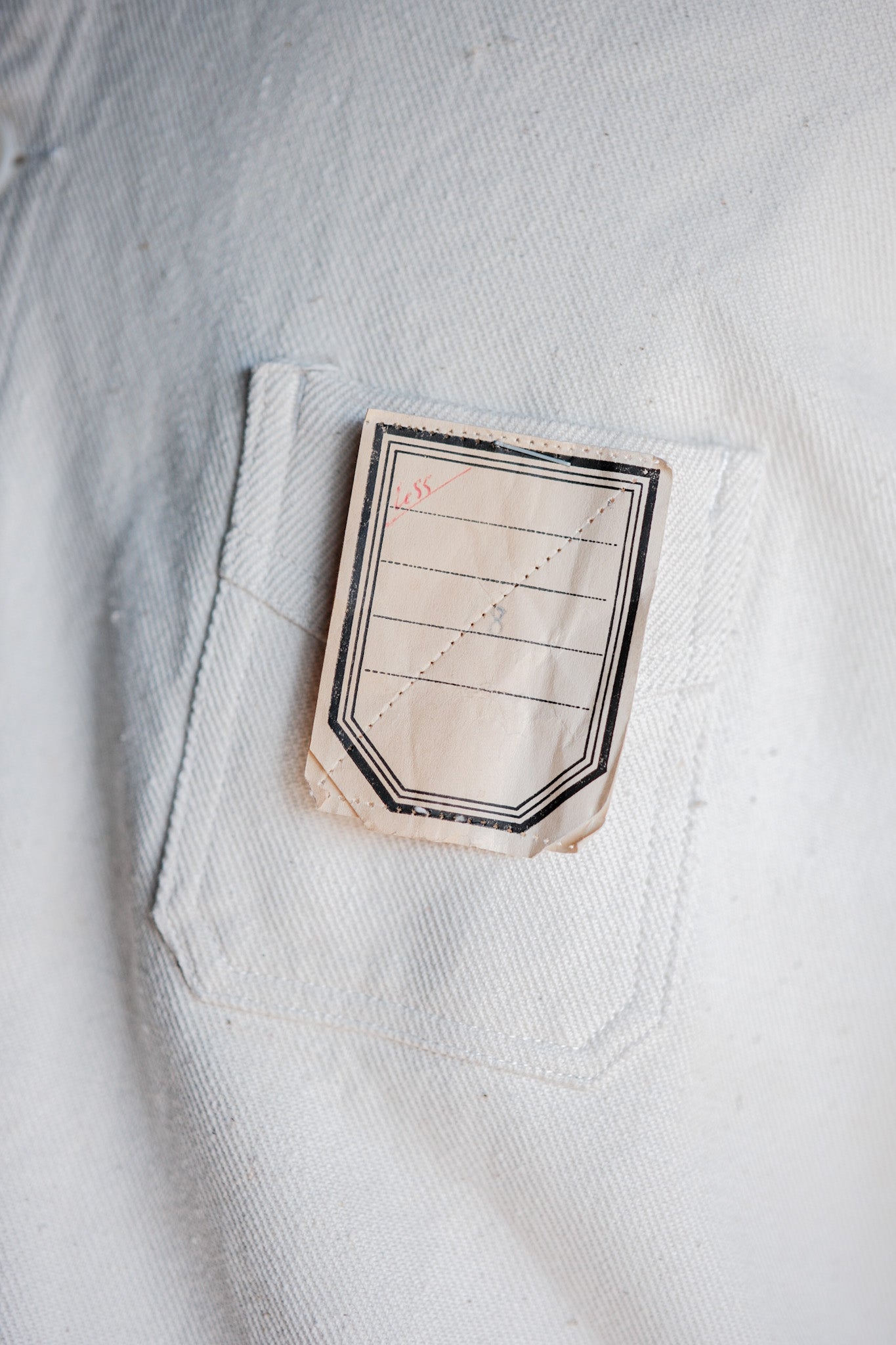 【~40's】French Vintage White Cotton Twill Work Jacket Size.48 "Dead Stock"
