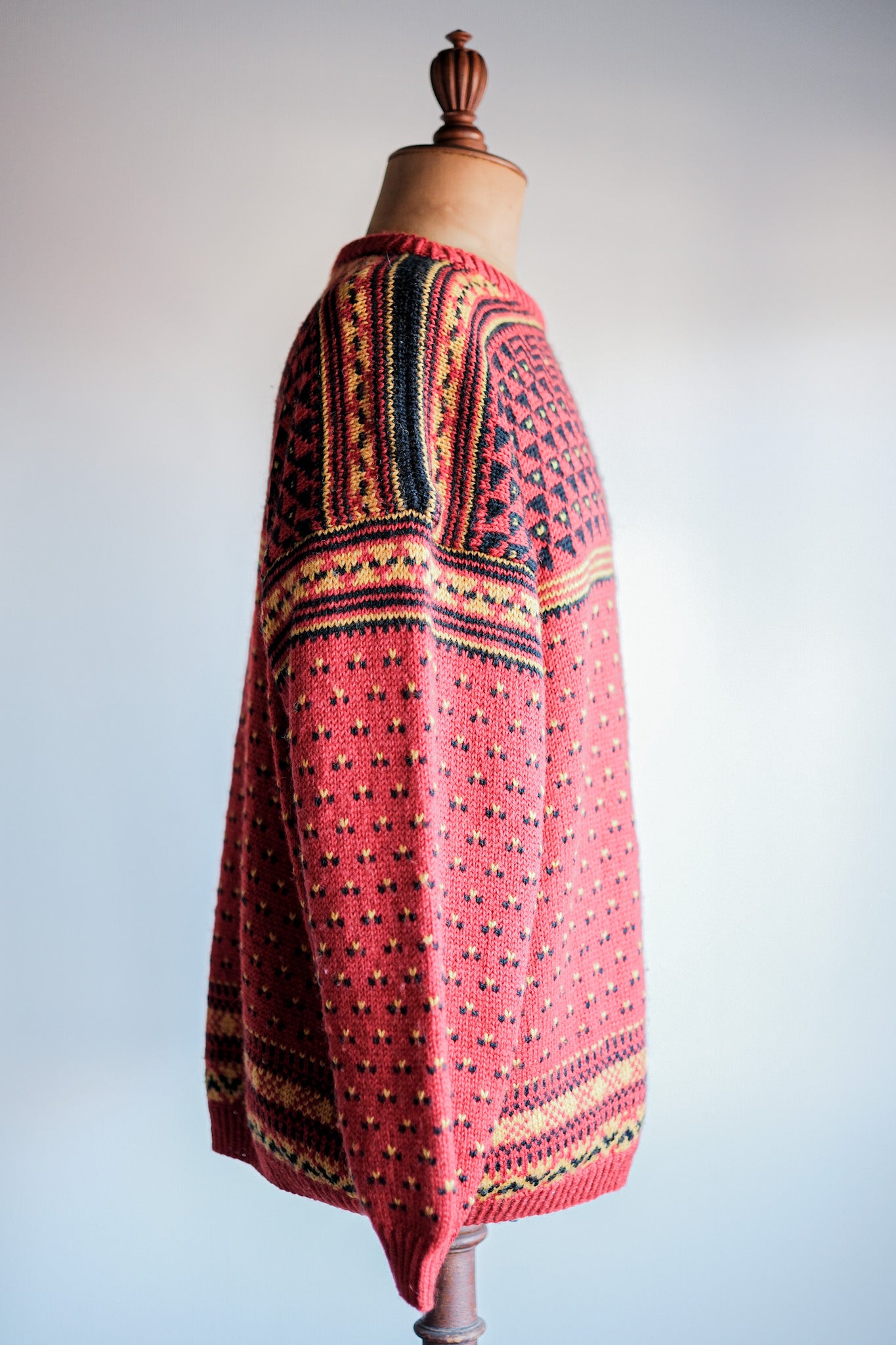 【~60's】British Vintage Fisherman Crew Neck Wool Jumper "Handmade"