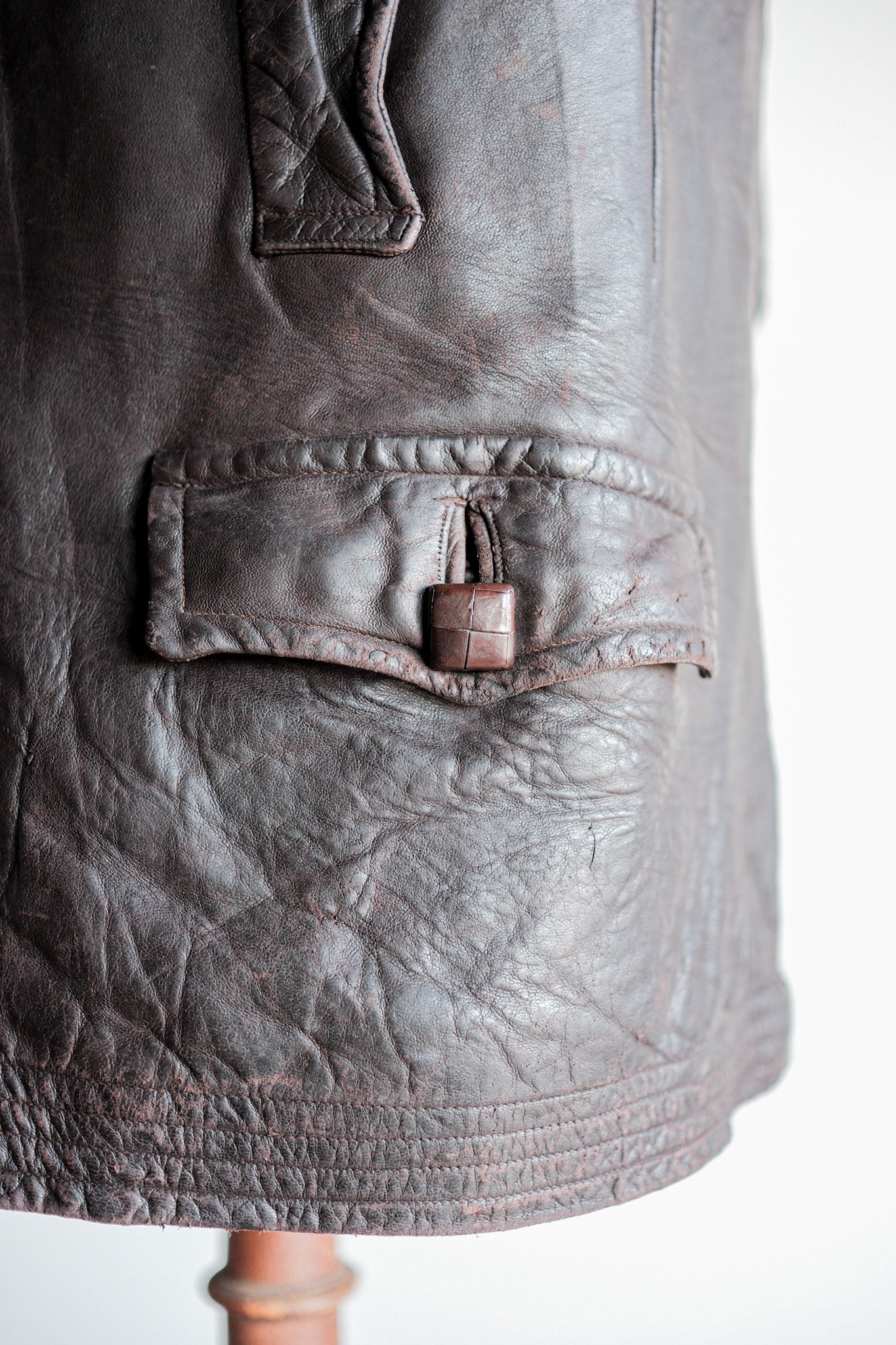 【~30's】German Vintage Double Breasted Motorcycle Leather Jacket