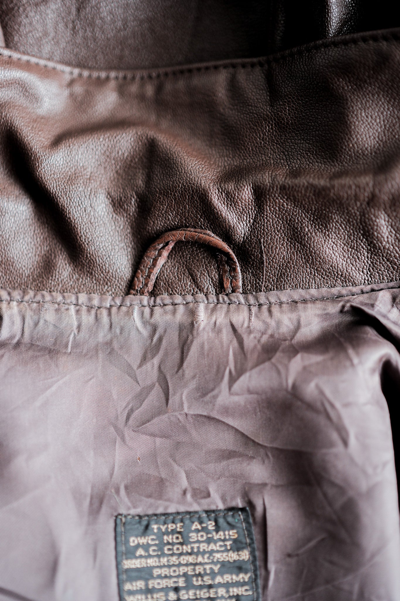 【~80's】Willis&Geiger A-2 Type Leather Flight Jacket Size.44 "Made in U.S.A."