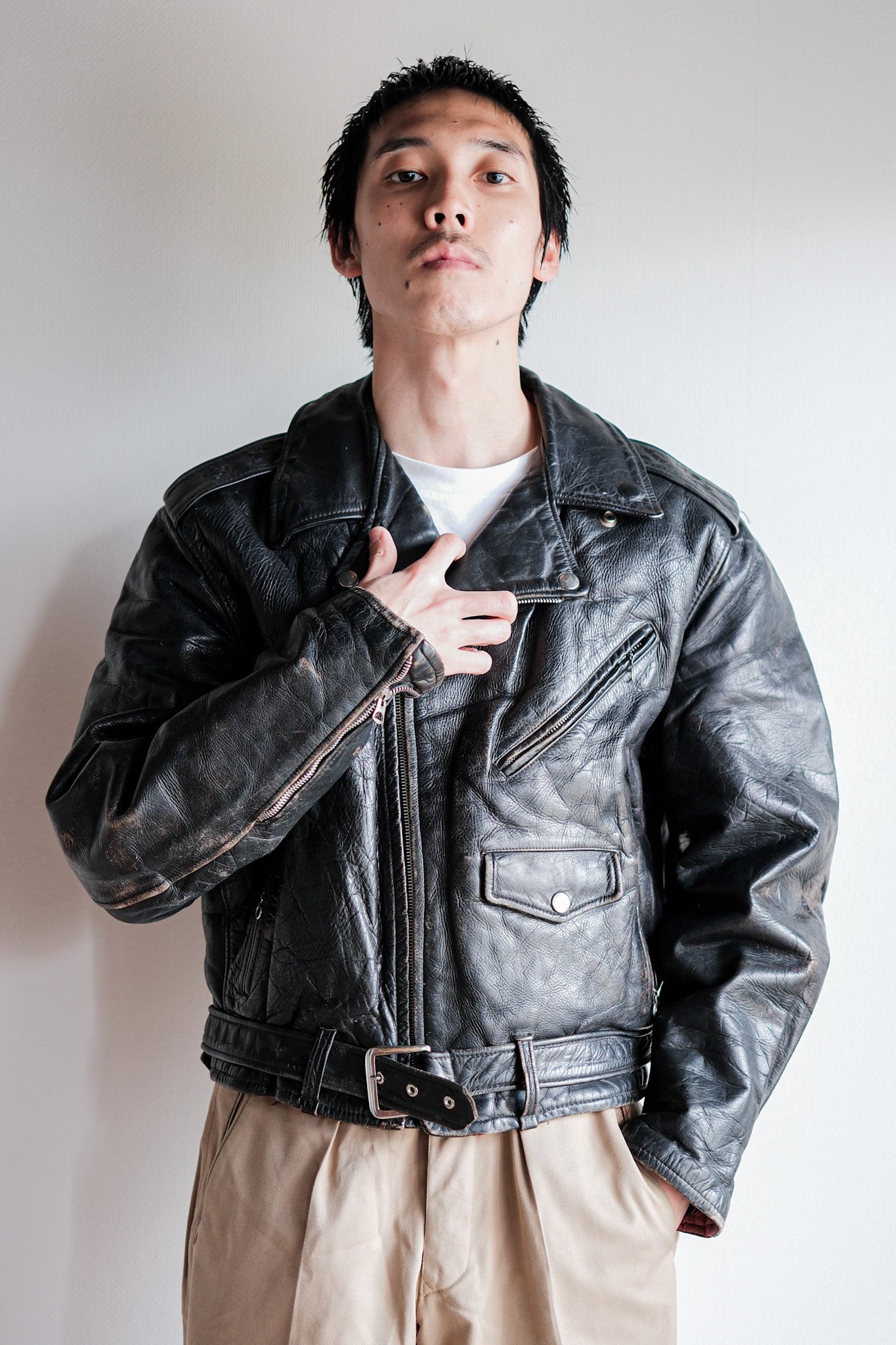 【~50's】American Vintage Two Star Horsehide Motorcycle Leather Jacket "WINDWARD"