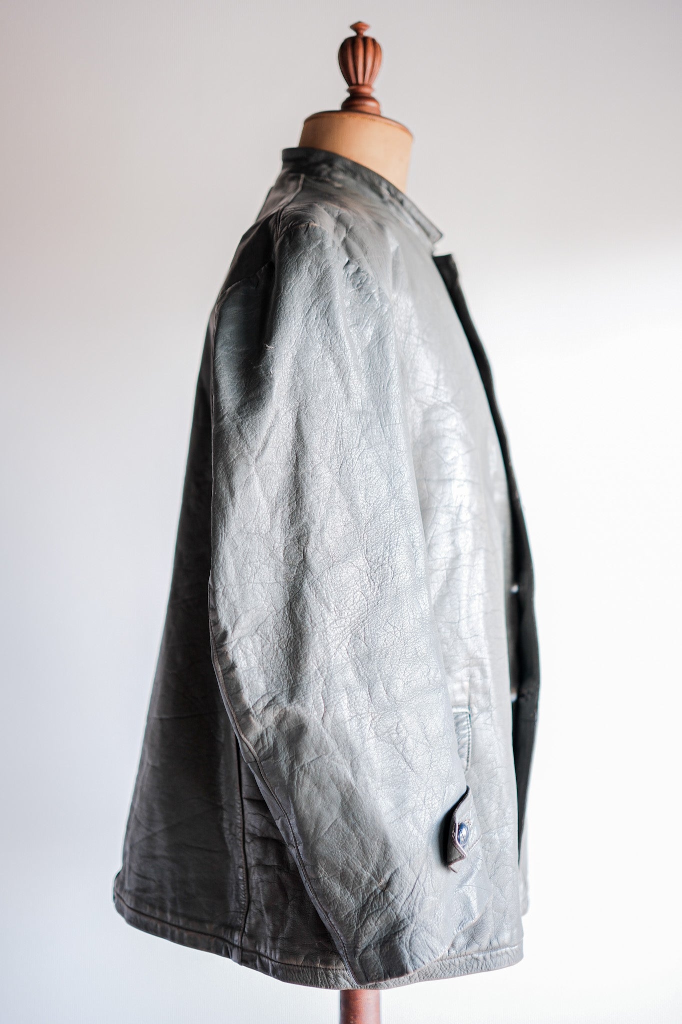 【~40's】WWⅡ+German+Navy+U-Boat+Crew+Gray+Leather+Jacket+"Kriegsmarine"