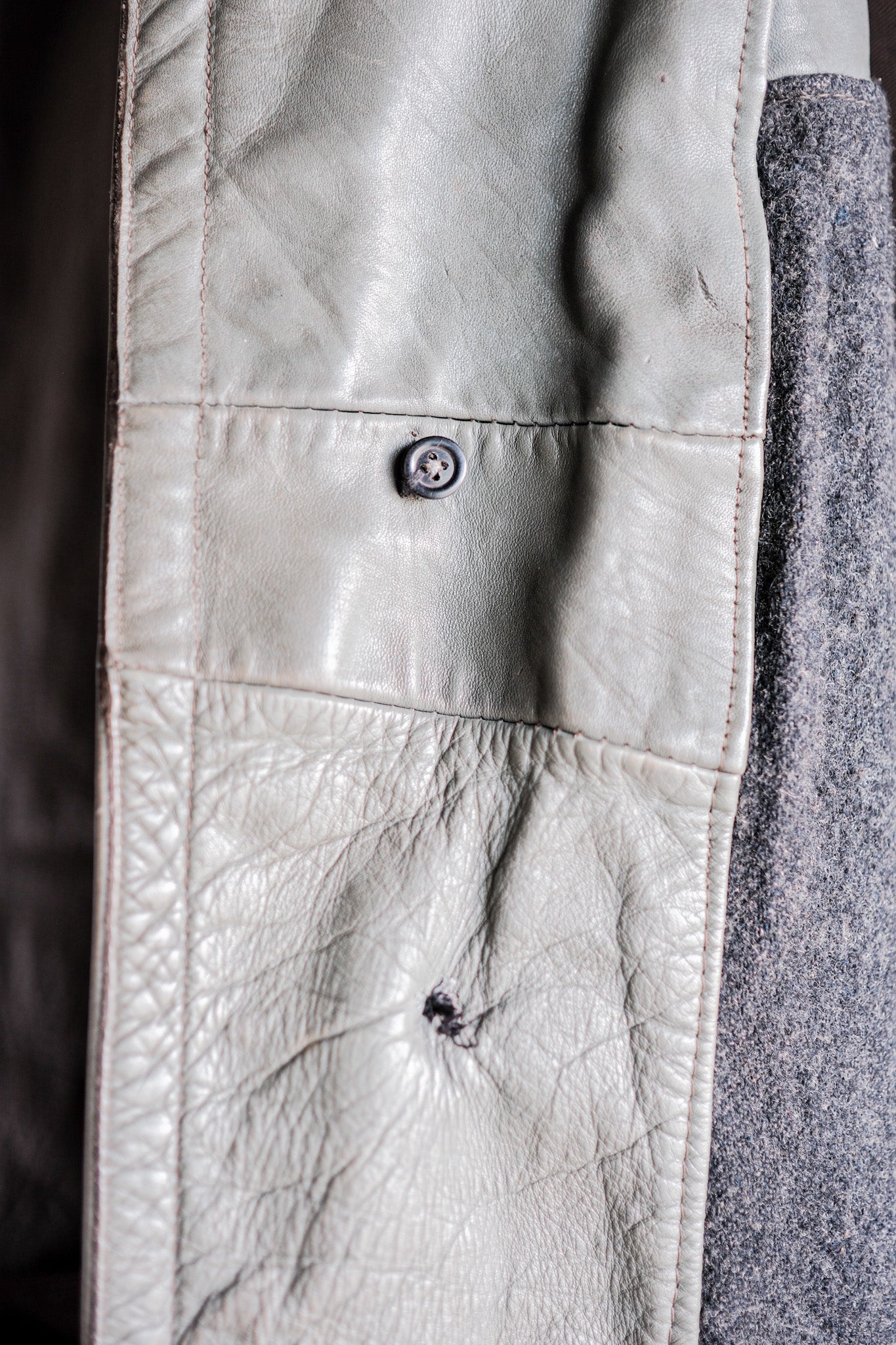 【~40's】WWⅡ+German+Navy+U-Boat+Crew+Gray+Leather+Jacket+"Kriegsmarine"