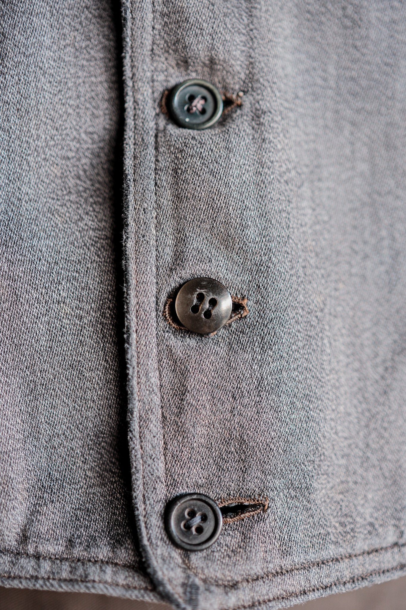 【~30's】French Vintage Salt & Pepper Cotton Work Gilet