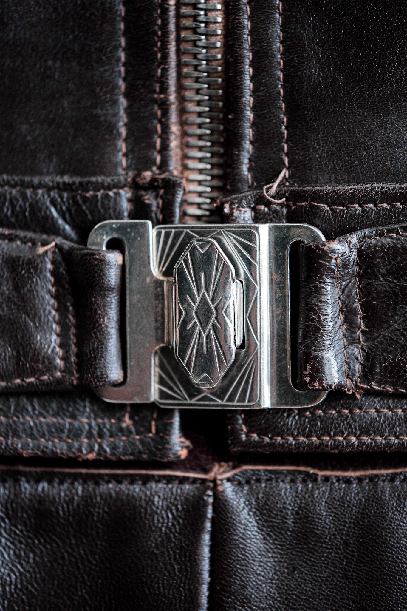 【~30's】French Vintage Hartmann Type Motorcycle Leather Jacket