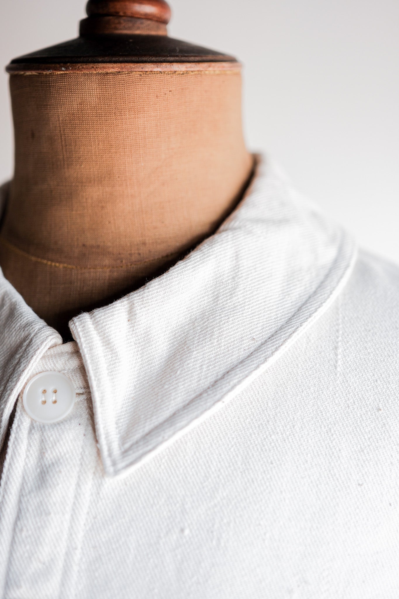 【~40's】French Vintage White Cotton Twill Work Jacket Size.48 "Dead Stock"