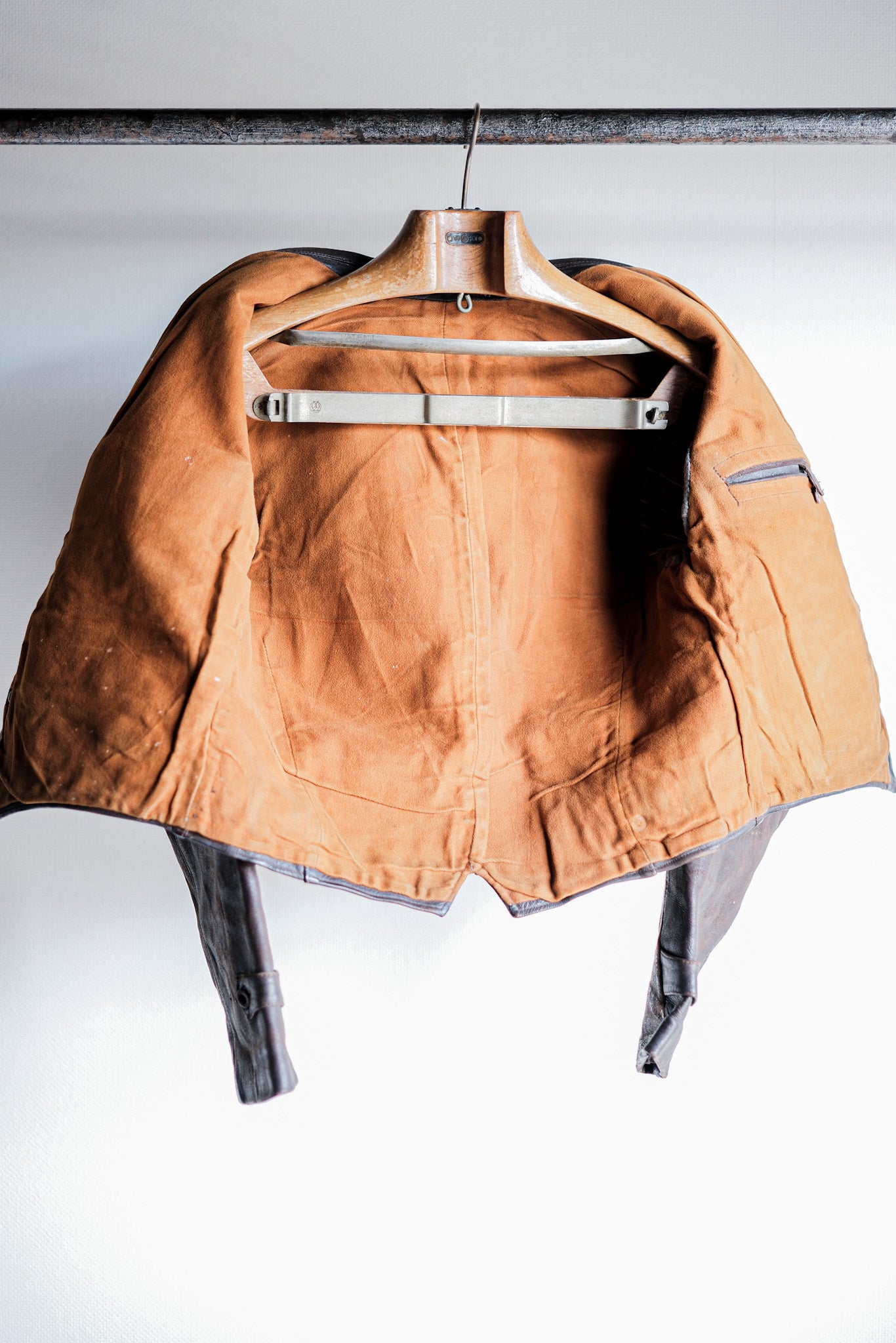 【~40's】German Vintage Double Breasted Motorcycle Leather Jacket