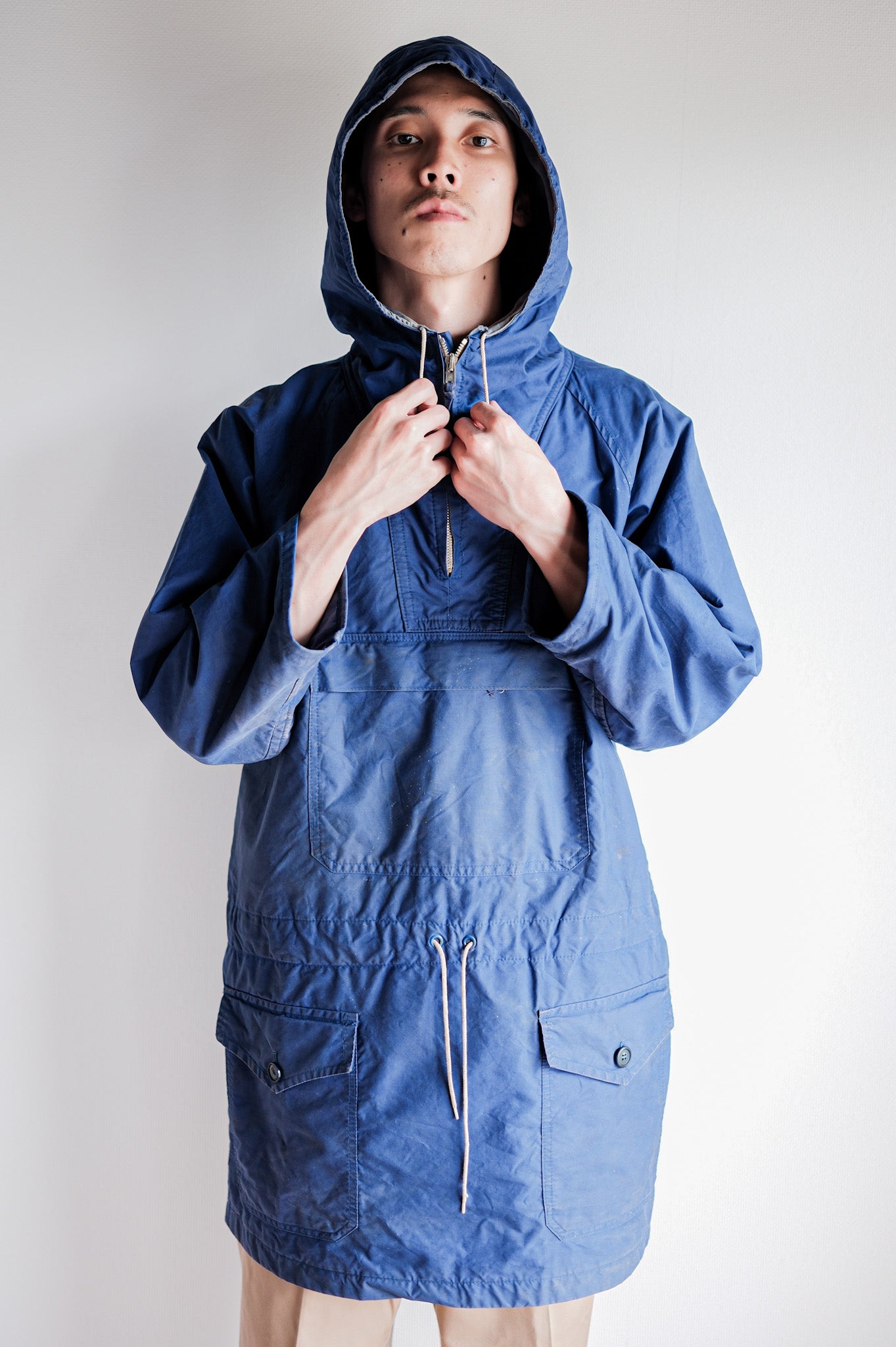 【~60's】British Vintage Blue Ventile Smock Size.LARGE "Blacks Of Greenock"