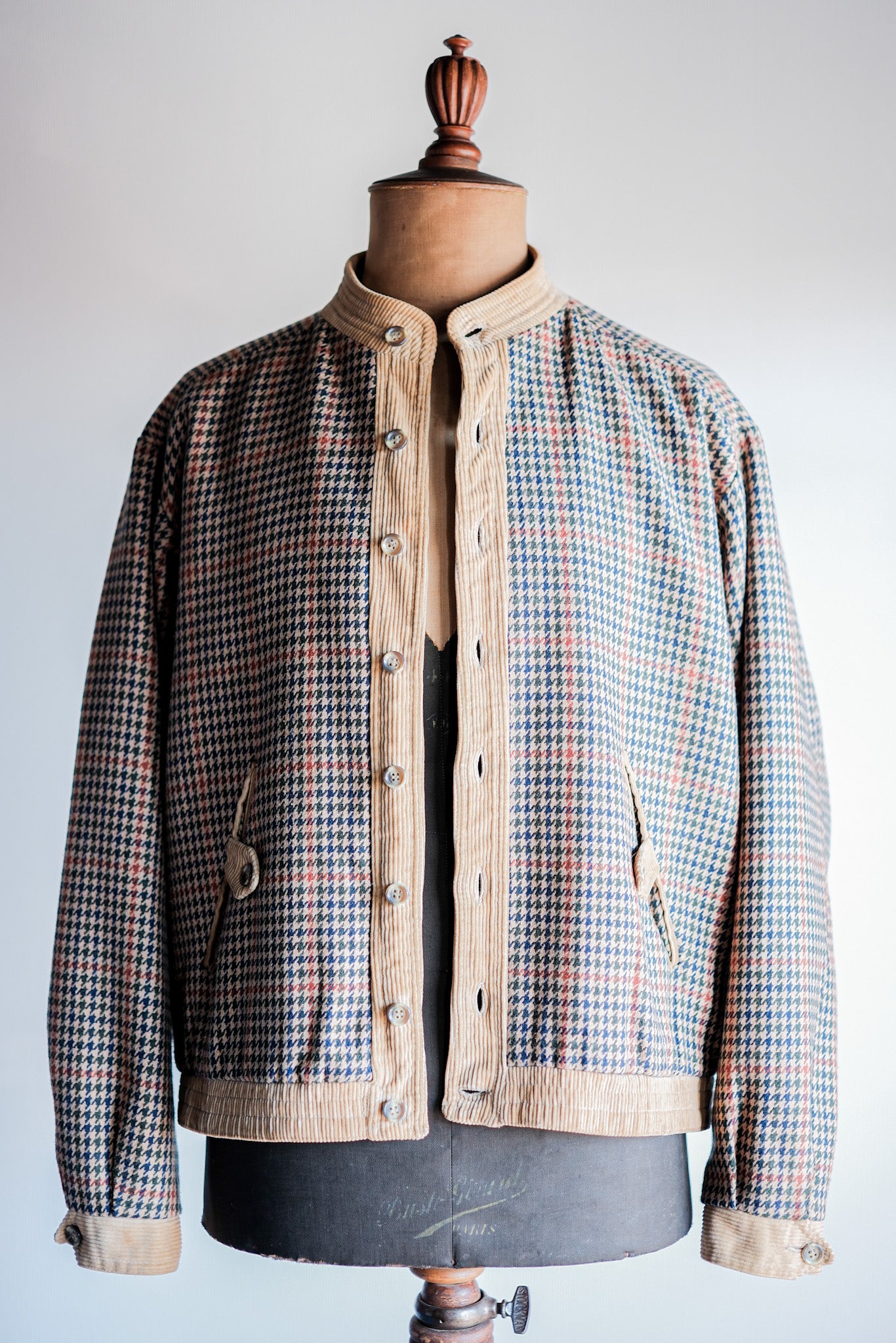 【~70's】British Vintage Houndstooth Wool Mix Jacket Size.38R "JAEGER"
