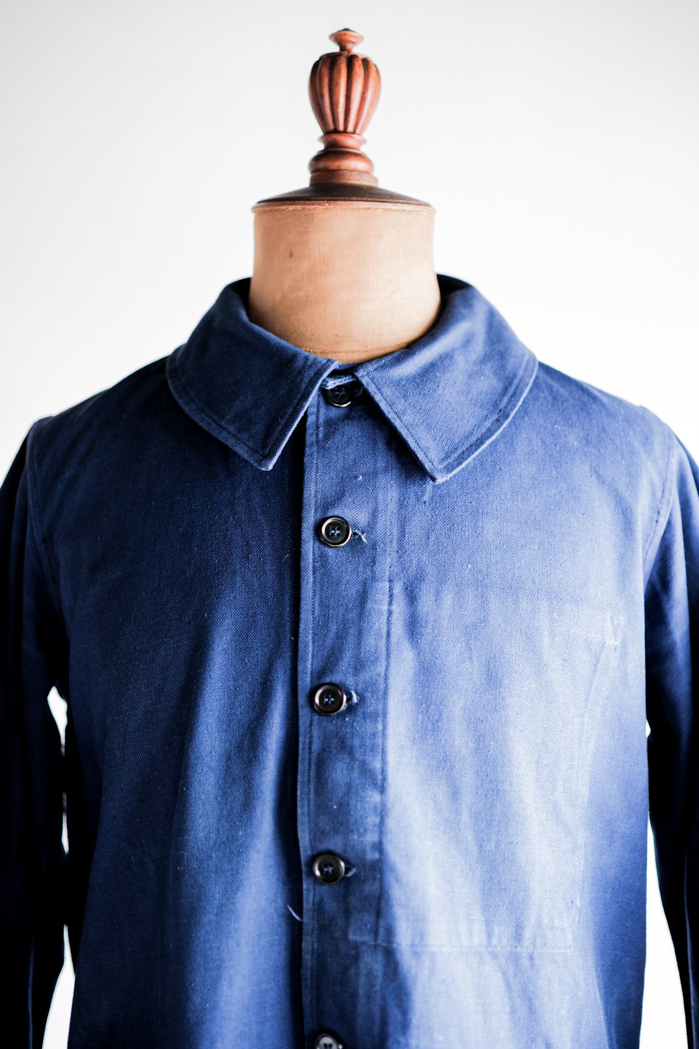【~50's】French Army Blue Cotton Linen Twill Work Jacket
