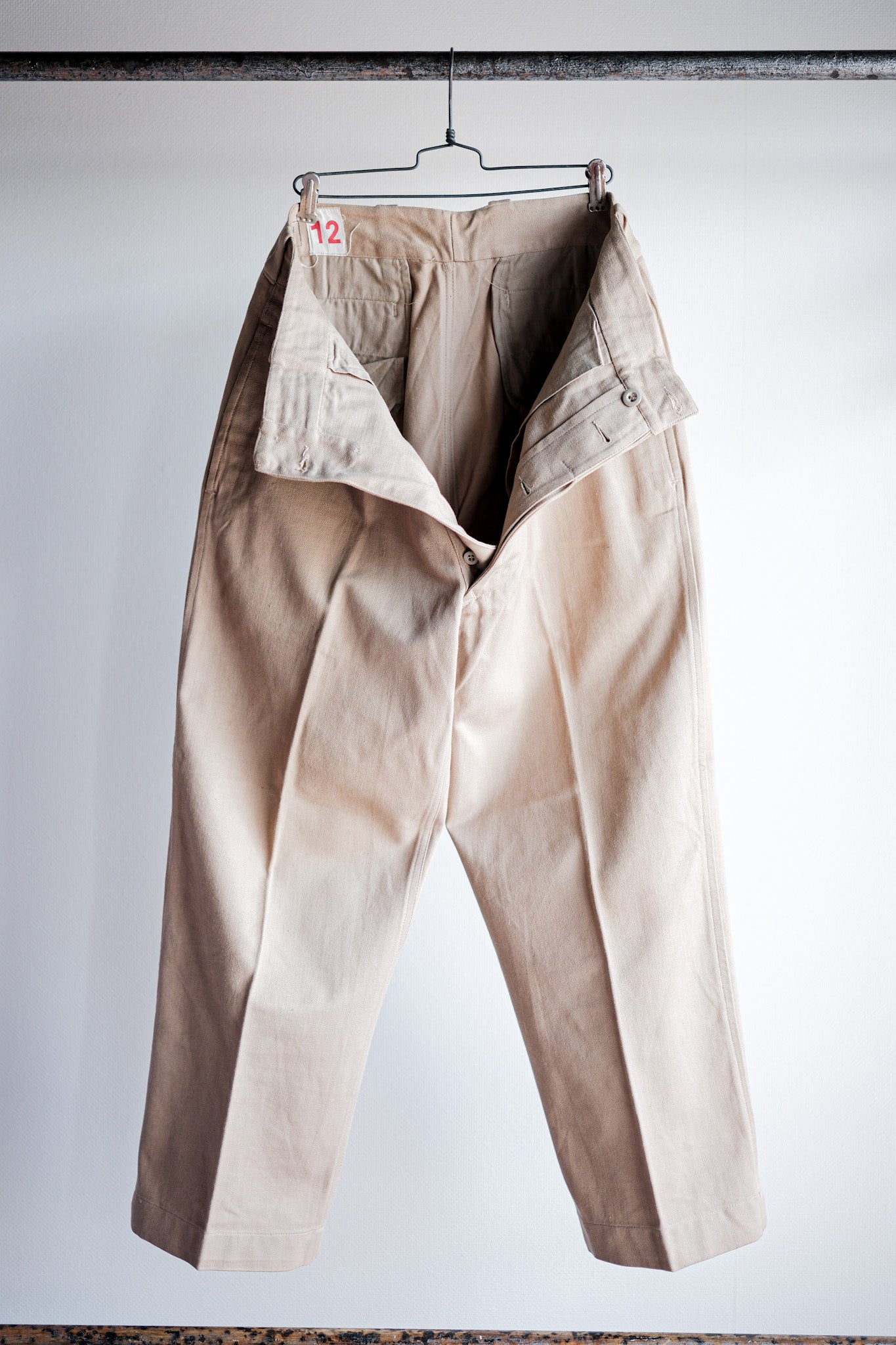 【~50's】French Army M52 Chino Trousers Size.12 "Dead Stock"
