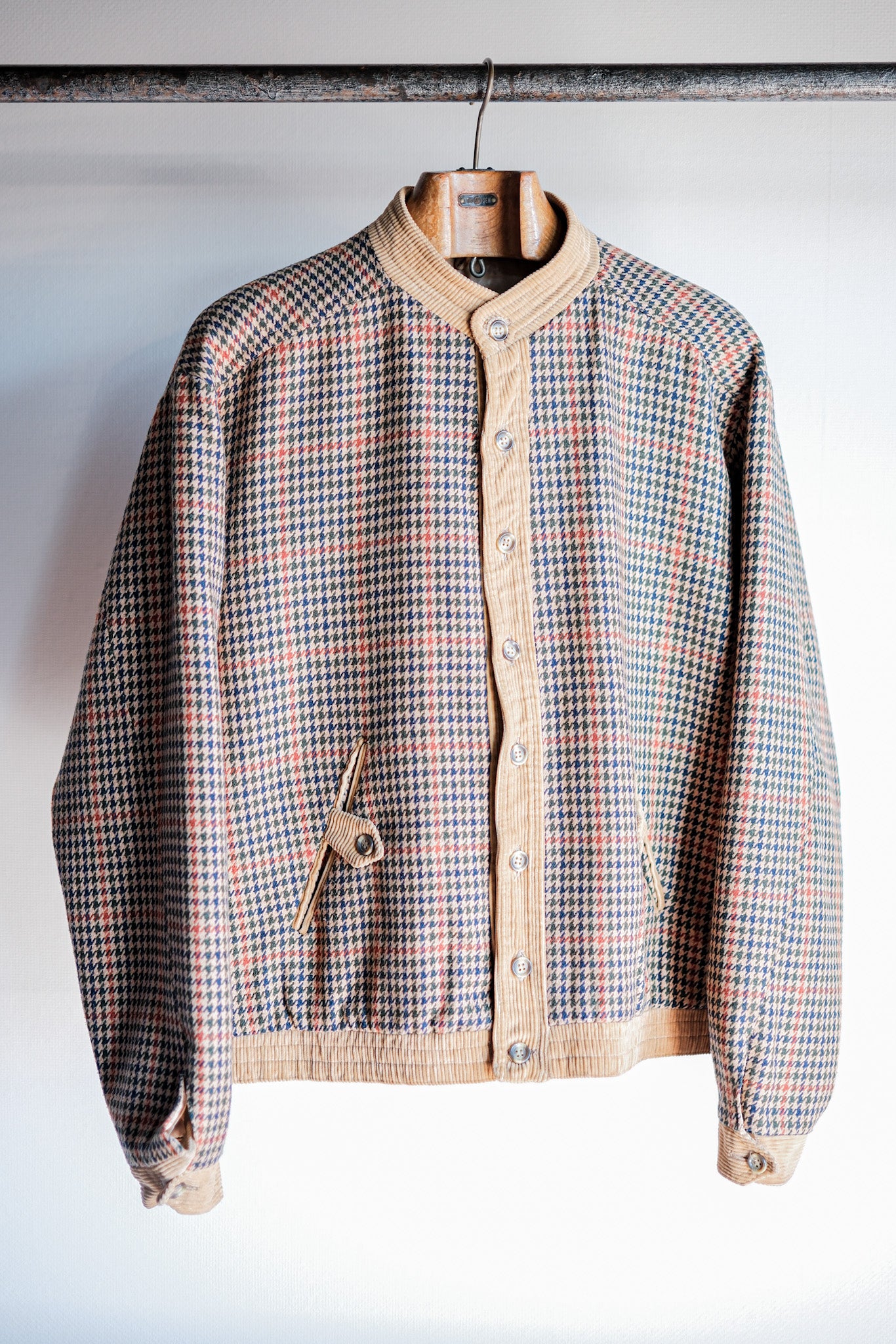 【~70's】British Vintage Houndstooth Wool Mix Jacket Size.38R "JAEGER"
