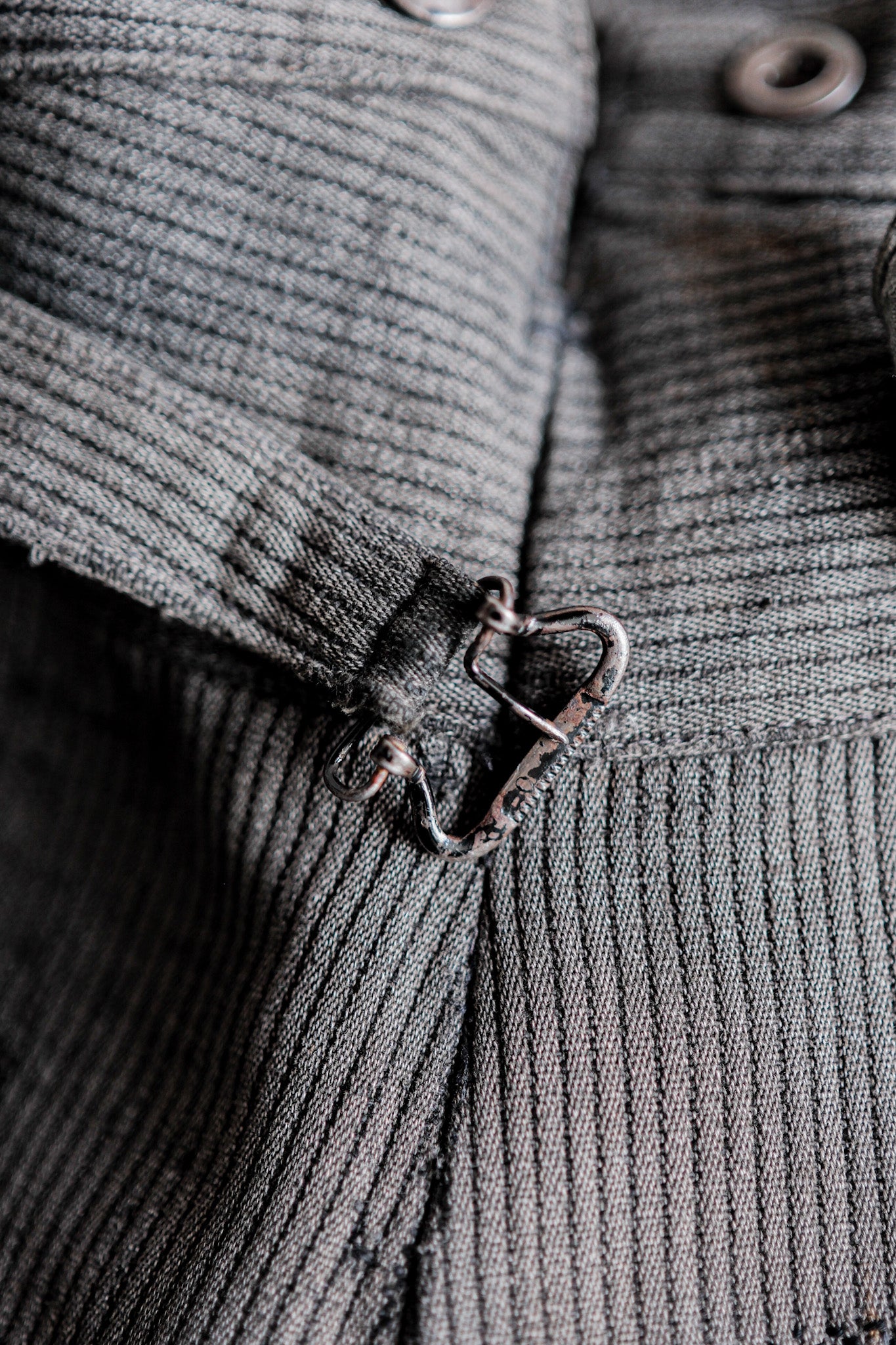 【~40's】French Vintage Gray Cotton Pique Work Pants "Patchwork"