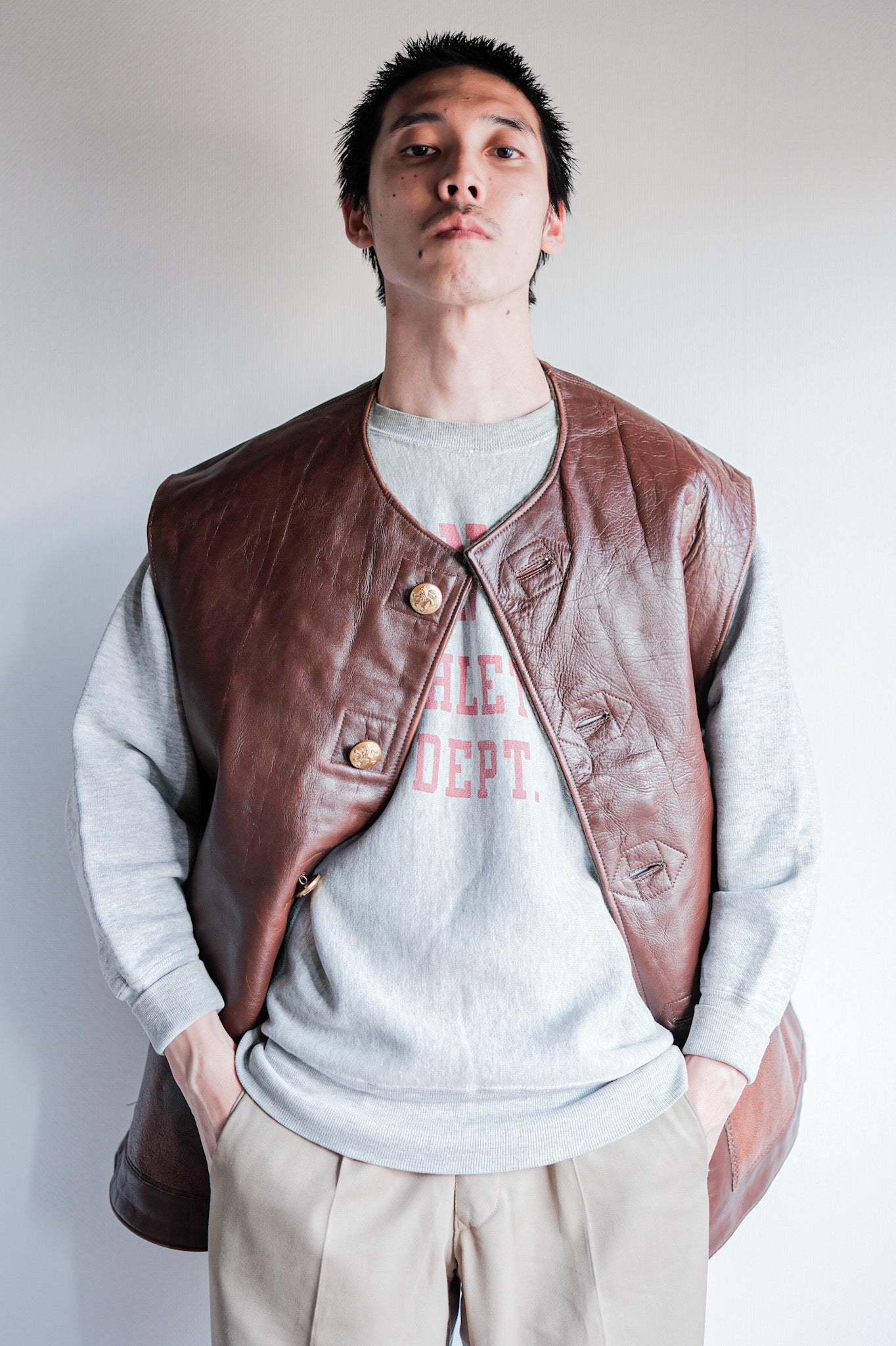 【~50's】Belgium Army Jerkin Leather Vest