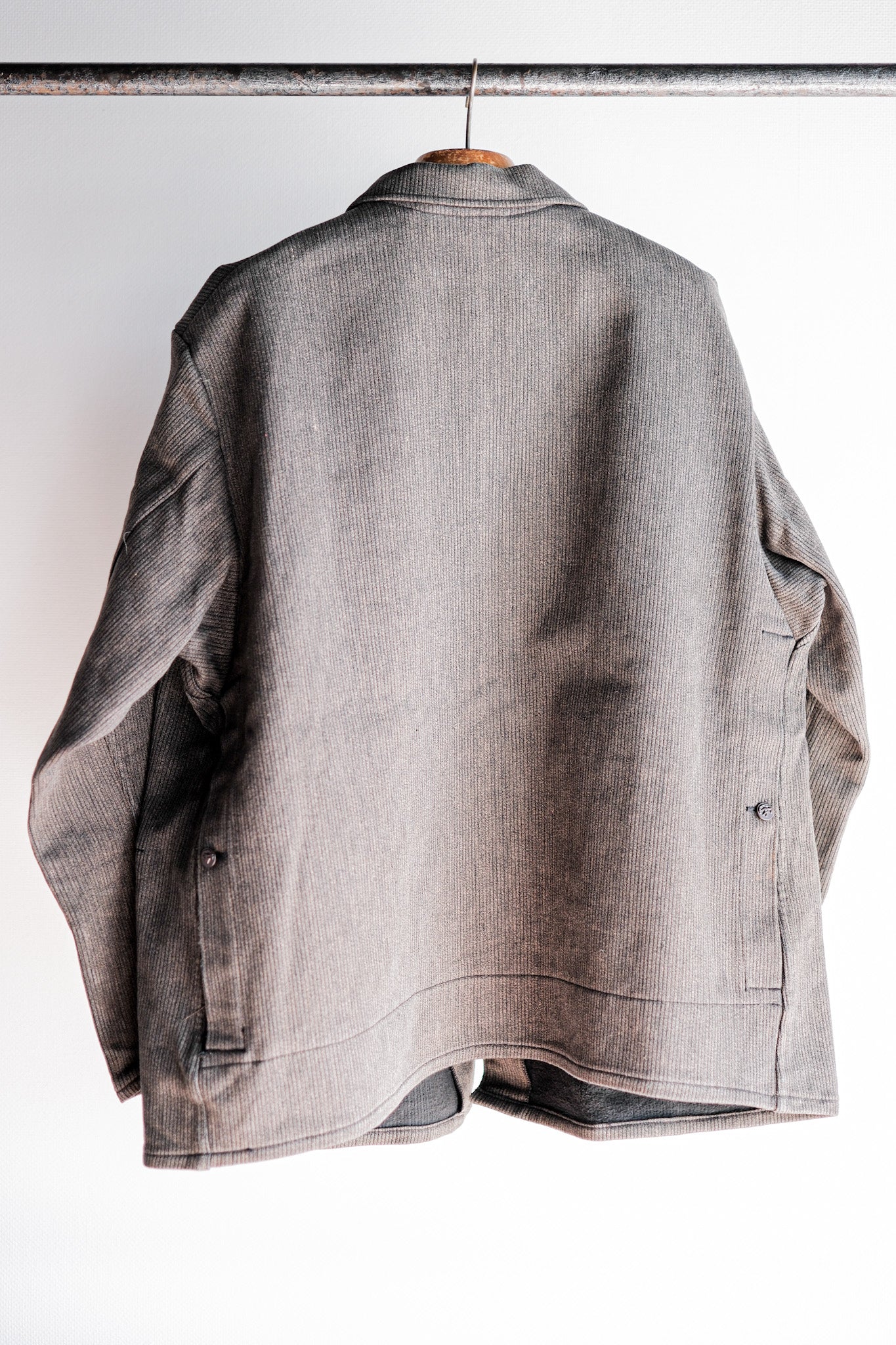 【~60's】French Vintage Brown Salt & Pepper Cotton Pique Hunting Jacket Size.56 "Le Mont St. Michel"