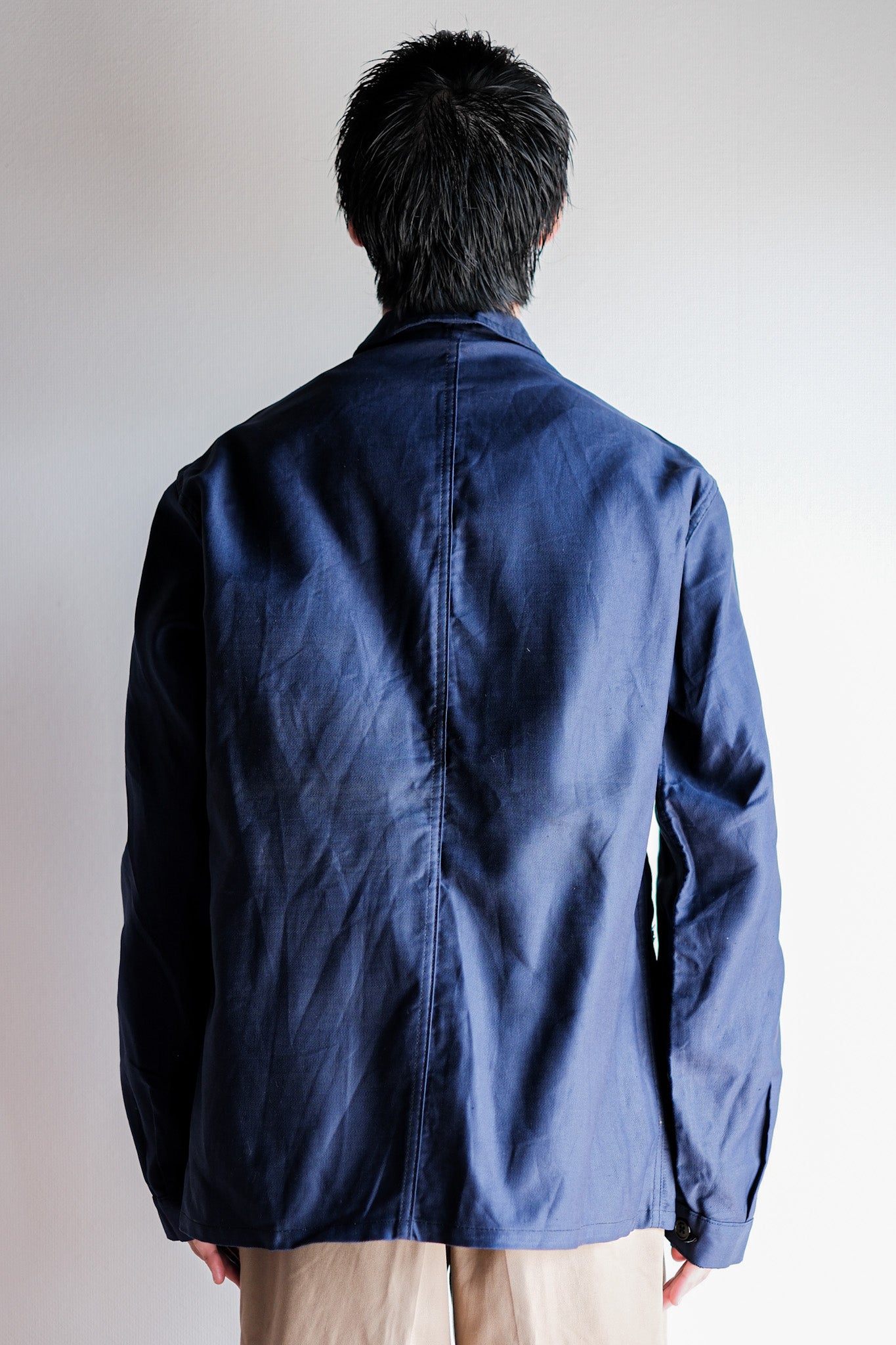 【~50's】French Vintage Blue Thin Twill Work Jacket "Vulcain" "Dead Stock"