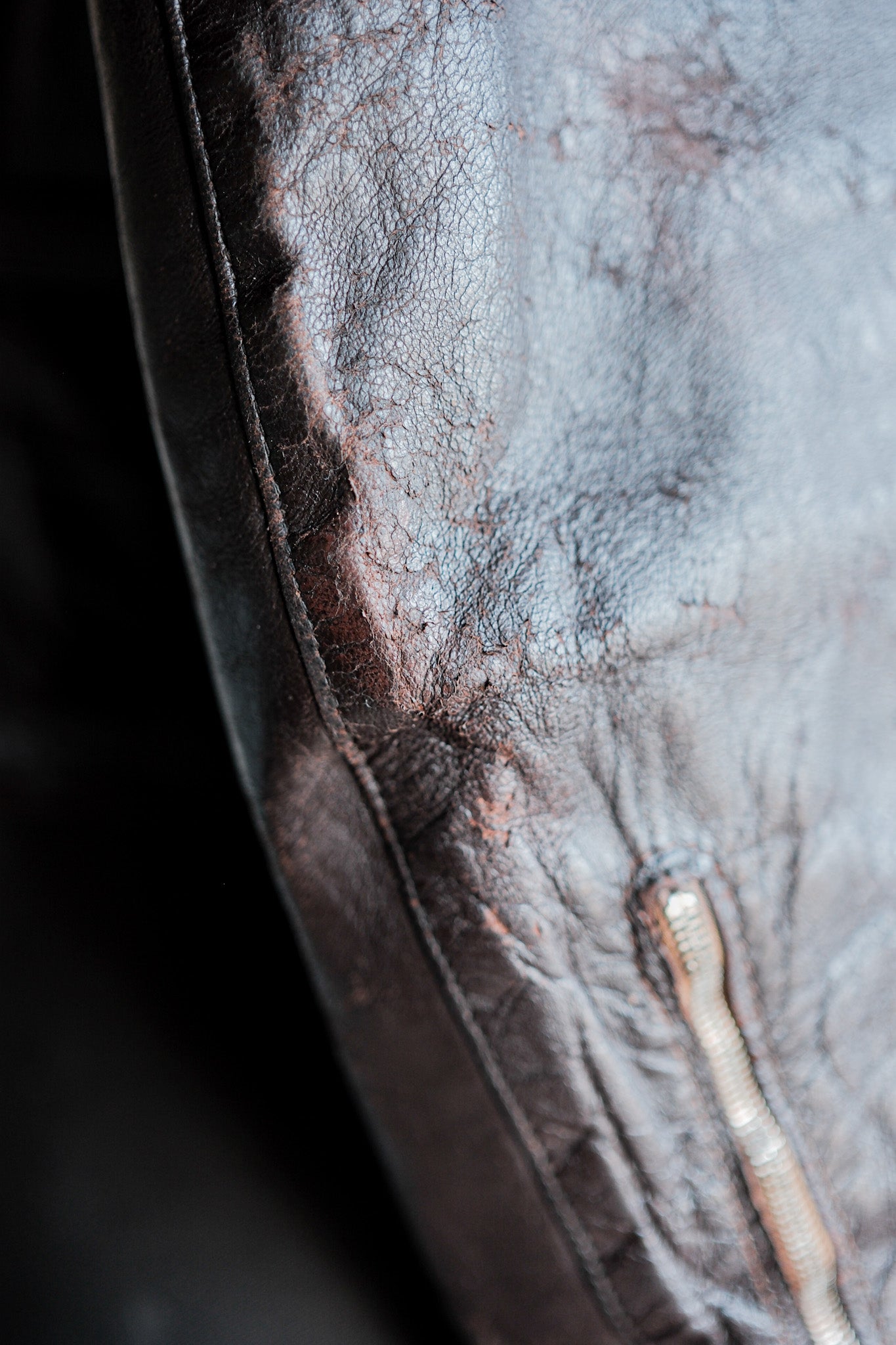 【~40's】German Vintage Double Breasted Motorcycle Leather Jacket