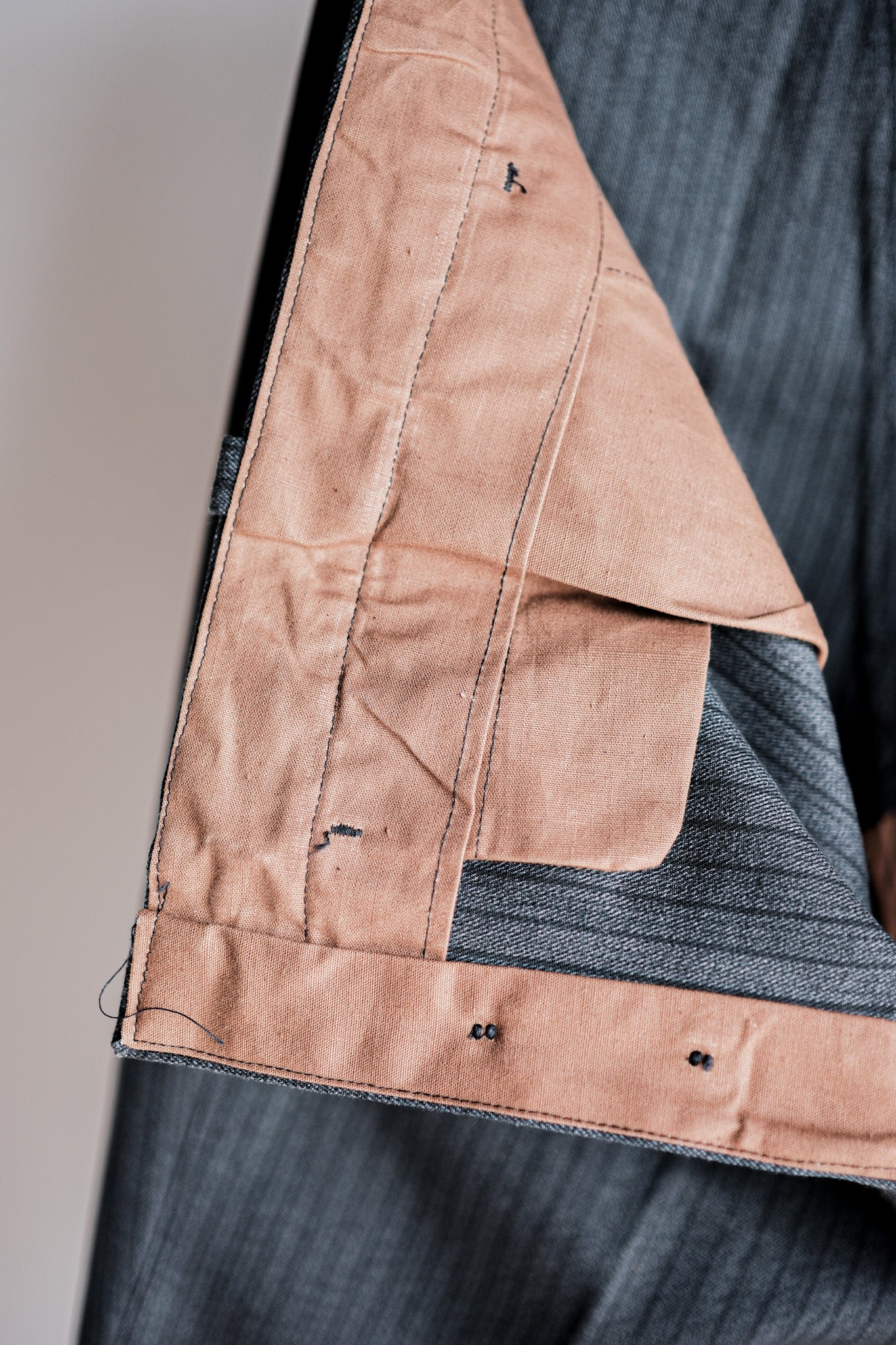 【~40's】French Vintage Salt & Pepper Cotton Striped Work Pants "Dead Stock"