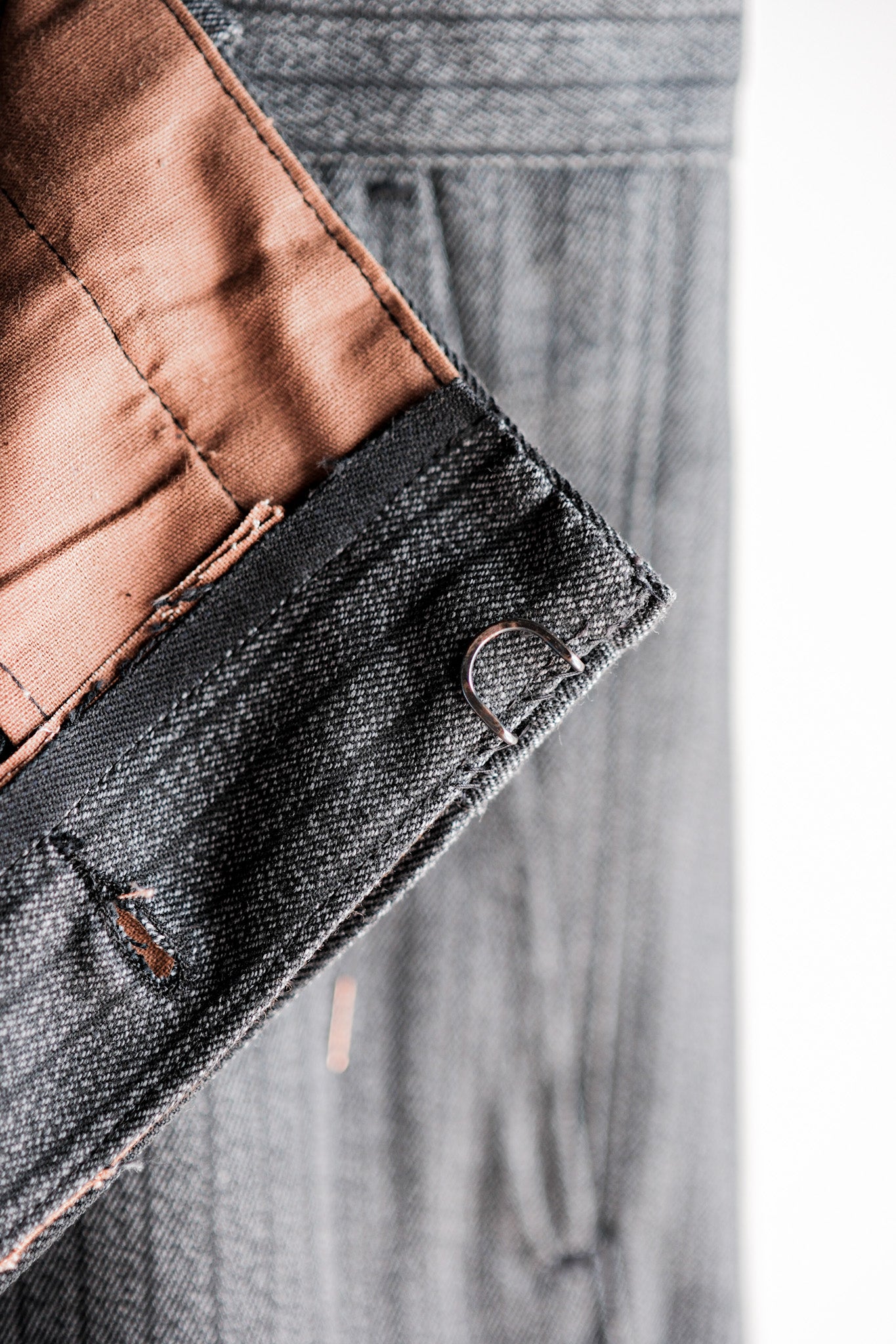 【~40's】French Vintage Salt & Pepper Cotton Striped Work Pants "Dead Stock"