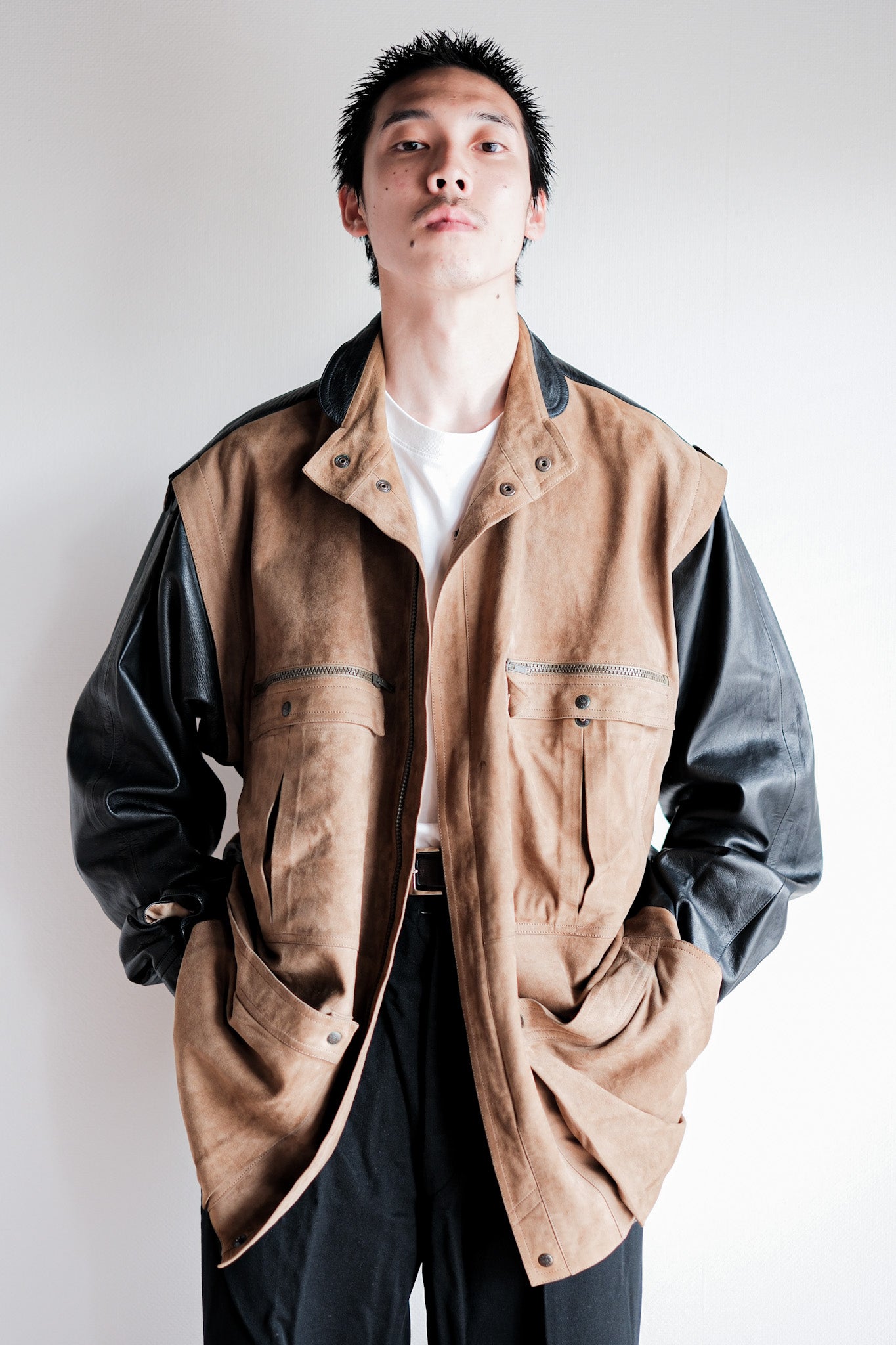 【~70’s】Old GUCCI 2 Tone Leather Jacket Size.50