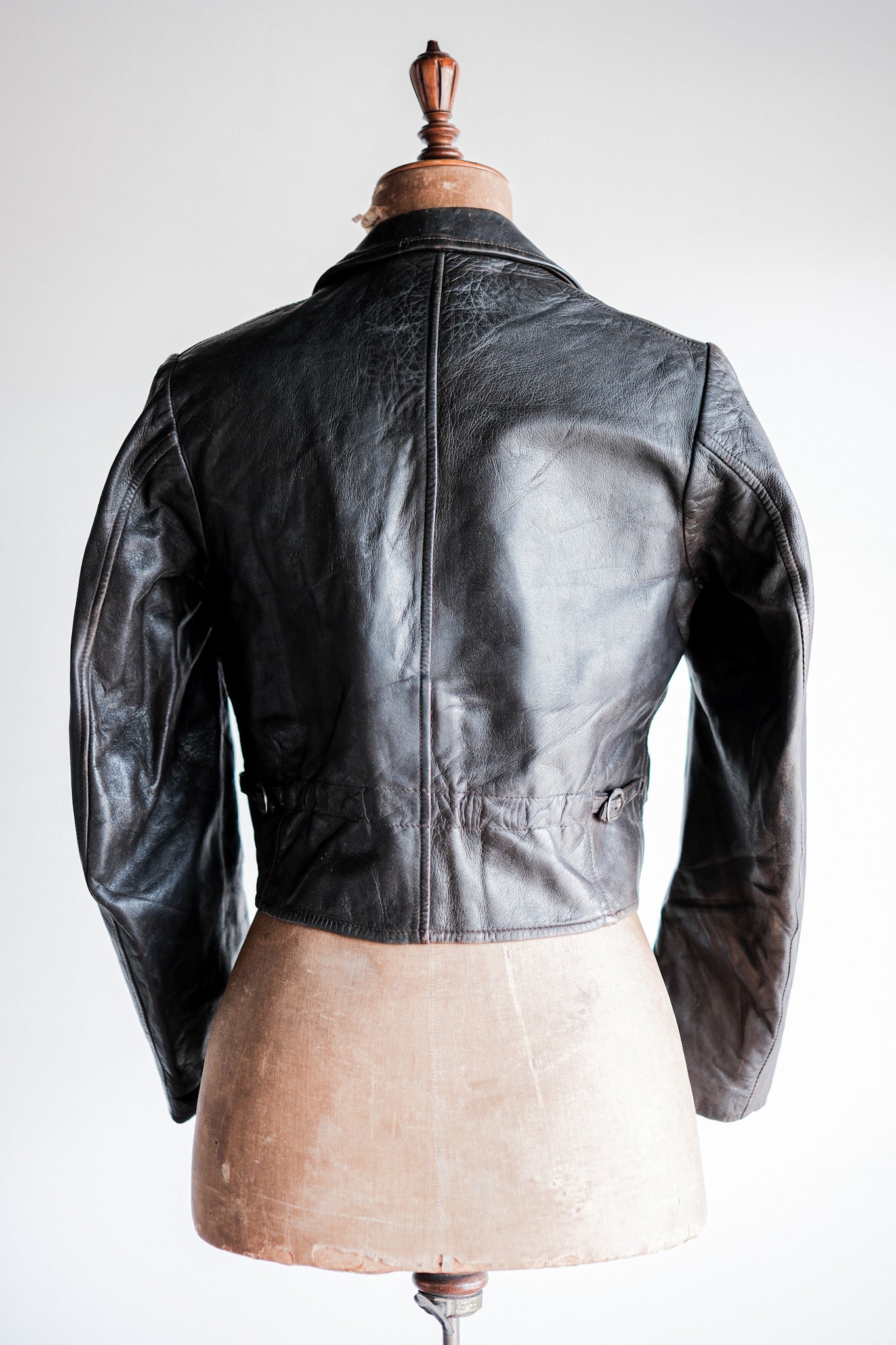 【~40's】German Vintage Double Breasted Motorcycle Leather Jacket