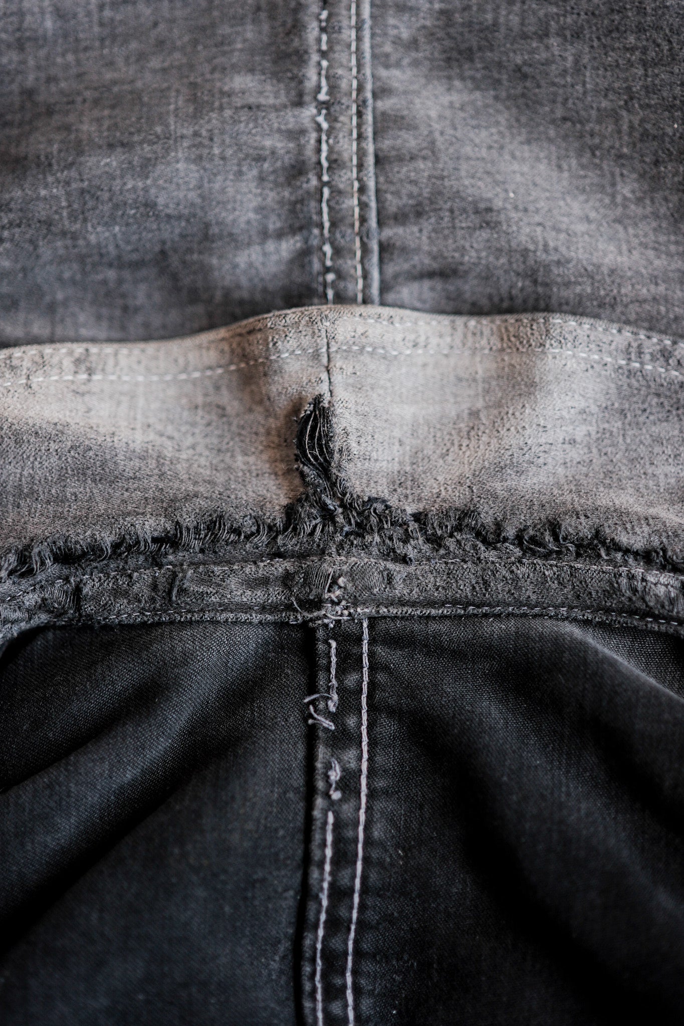 【~40's】French Vintage Black Moleskin Work Jacket "Boro" "Le Mont St. Michel"