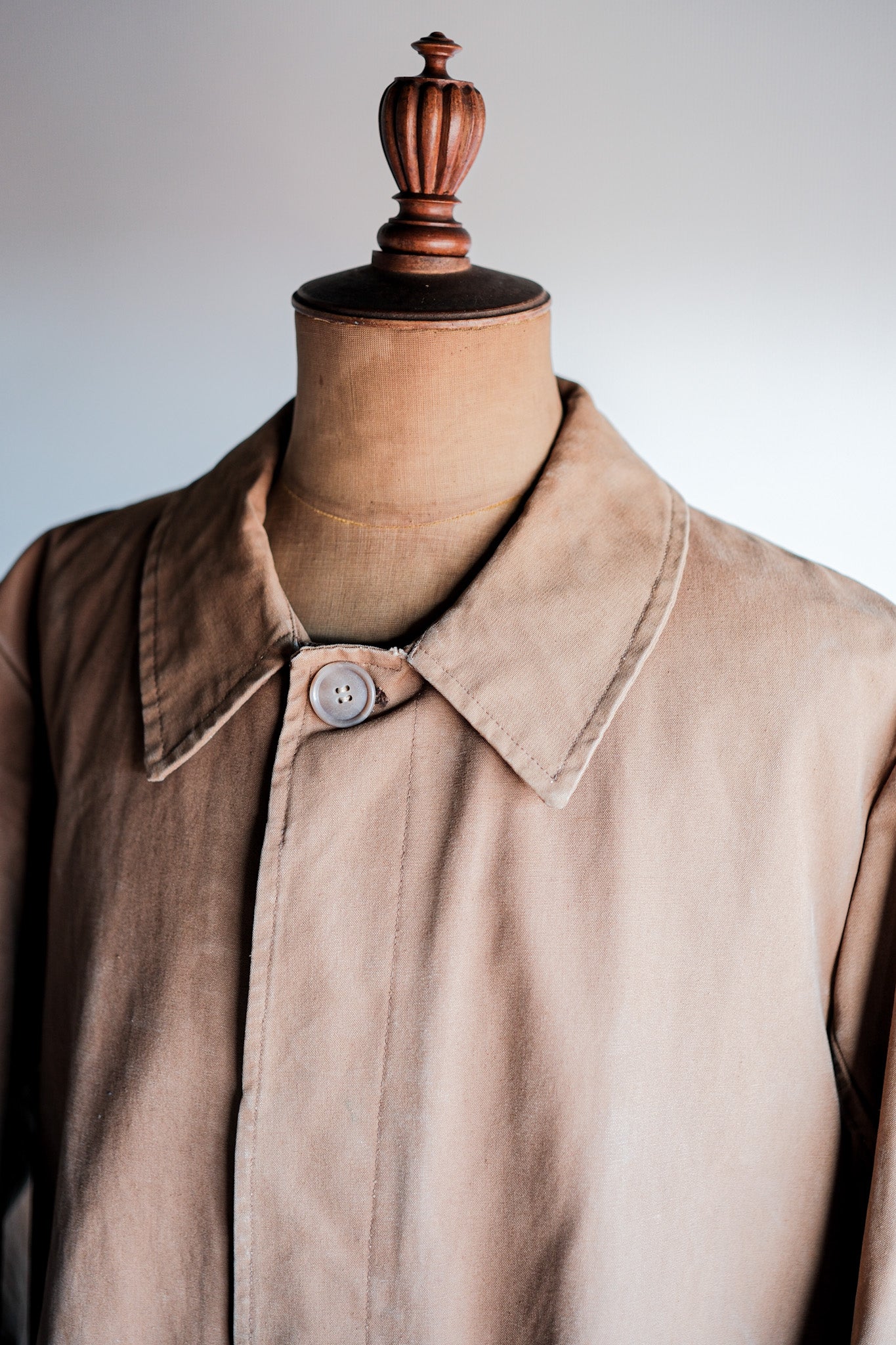 【~40's】French Vintage Cotton Linen Canvas Work Half Coat