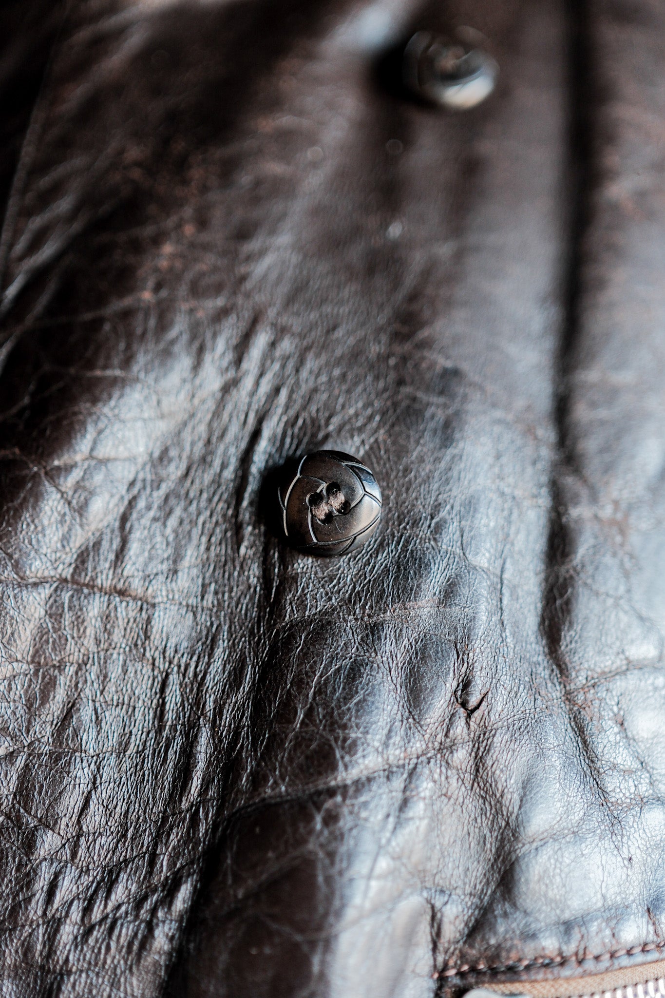 【~40's】German Vintage Double Breasted Motorcycle Leather Jacket