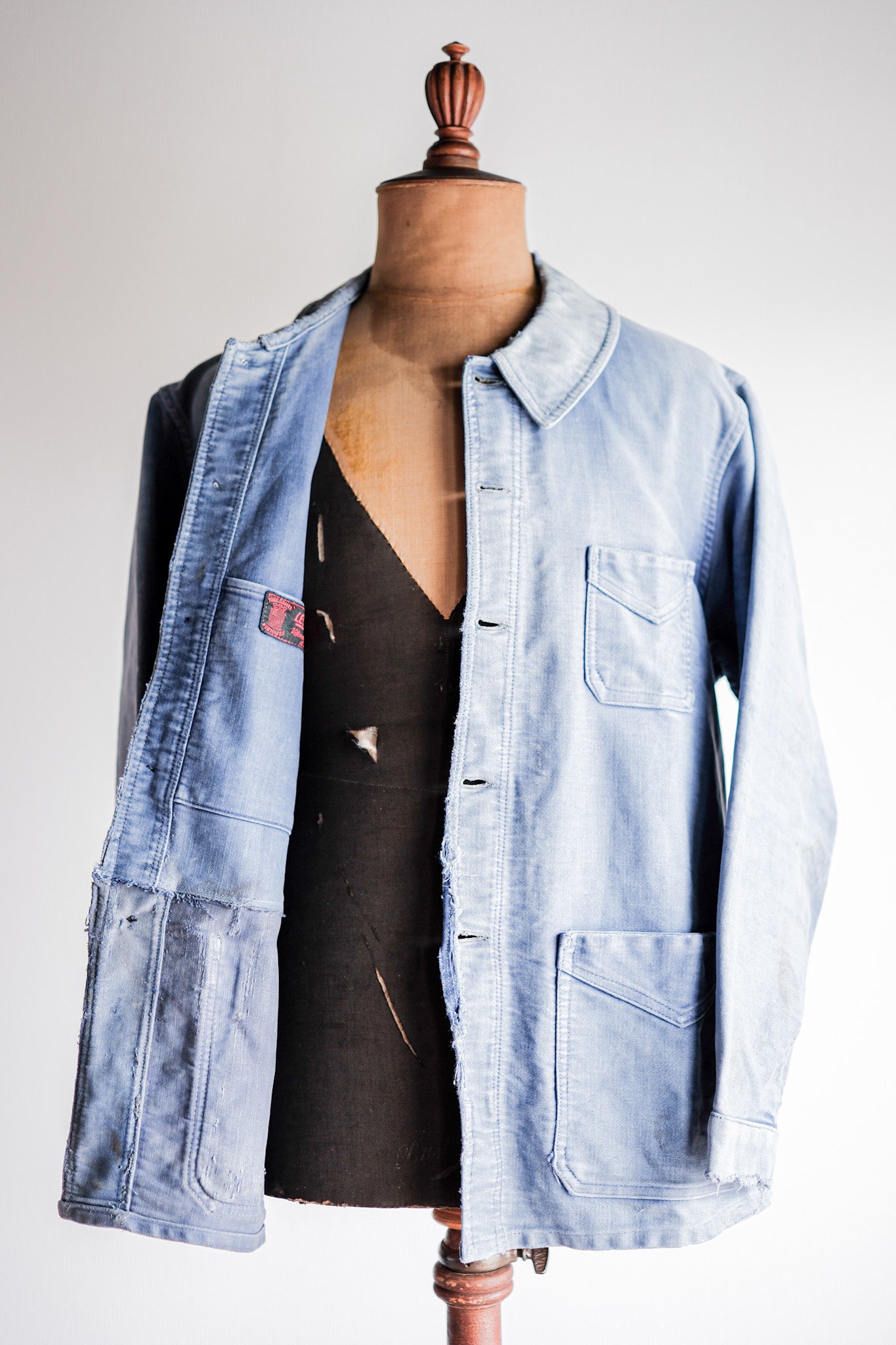 【~40's】French Vintage Blue Moleskin Work Jacket