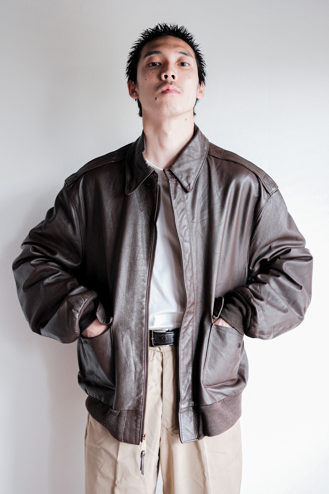【~80's】Willis&Geiger A-2 Type Leather Flight Jacket Size.44 "Made in U.S.A."