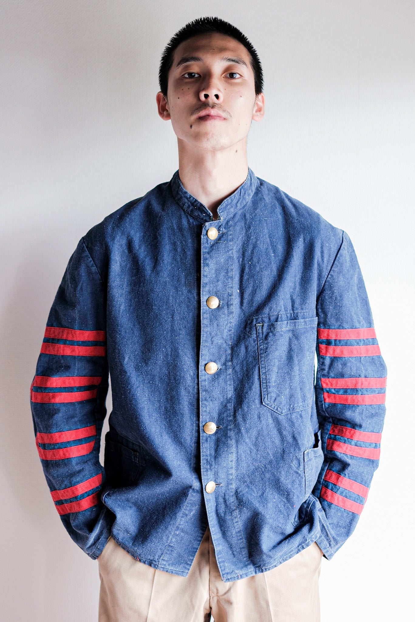 【~40's】German Vintage Indigo Linen Firefighter Jacket