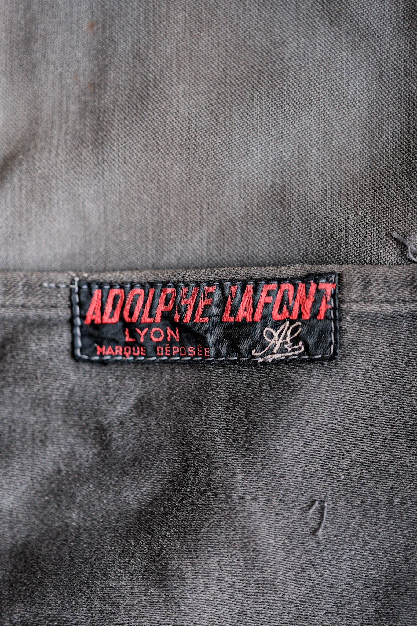 【~40's】French Vintage Black Moleskin Work Jacket "Adolphe Lafont"