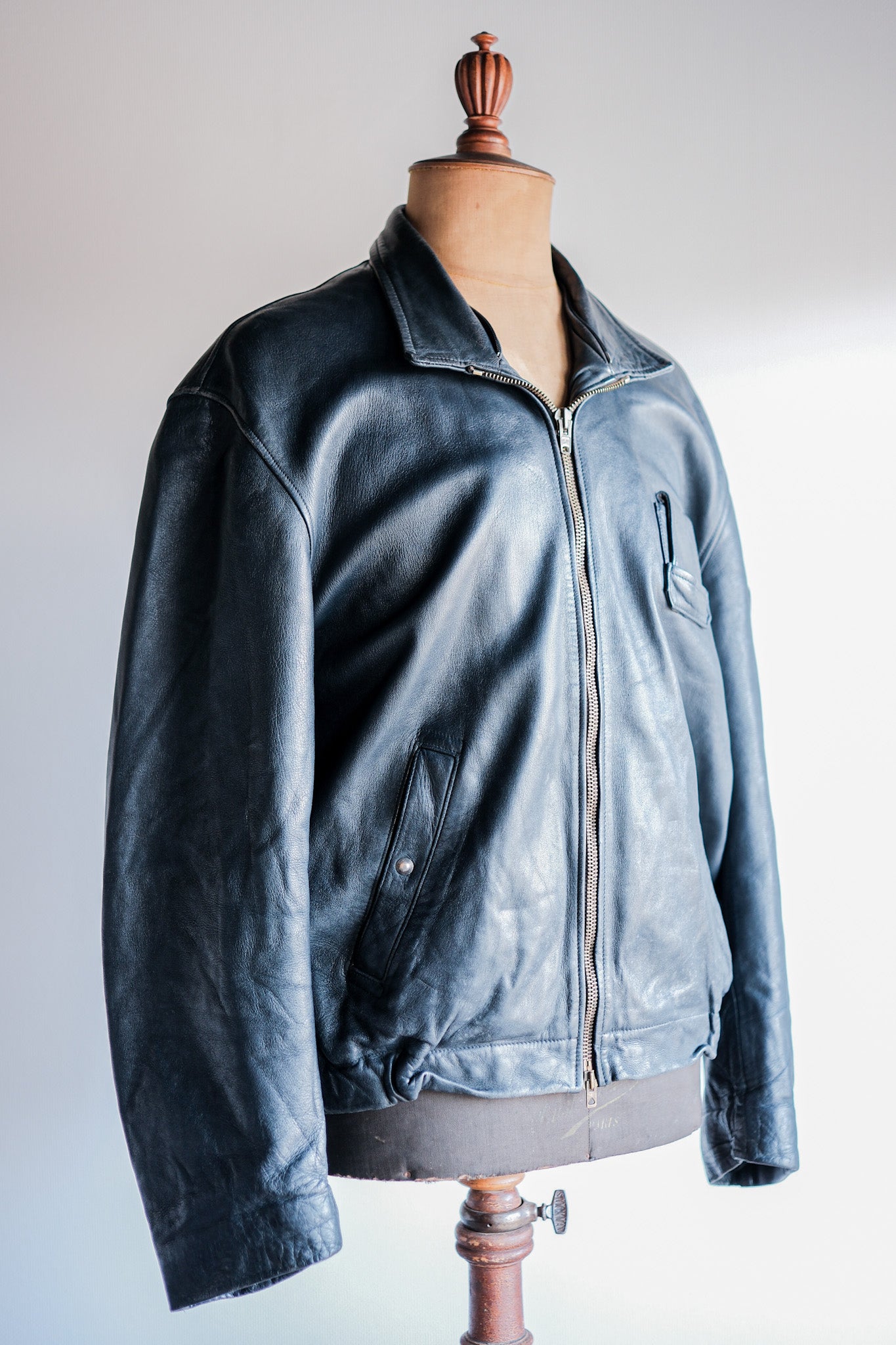 【~70's】French Air Force Pilot Leather Jacket Size.104L