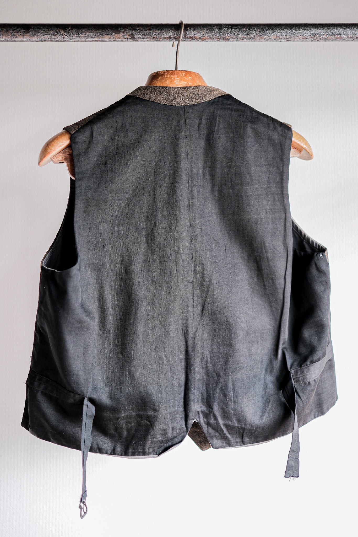 【~50's】French Vintage Brown Salt & Pepper Cotton Work Gilet