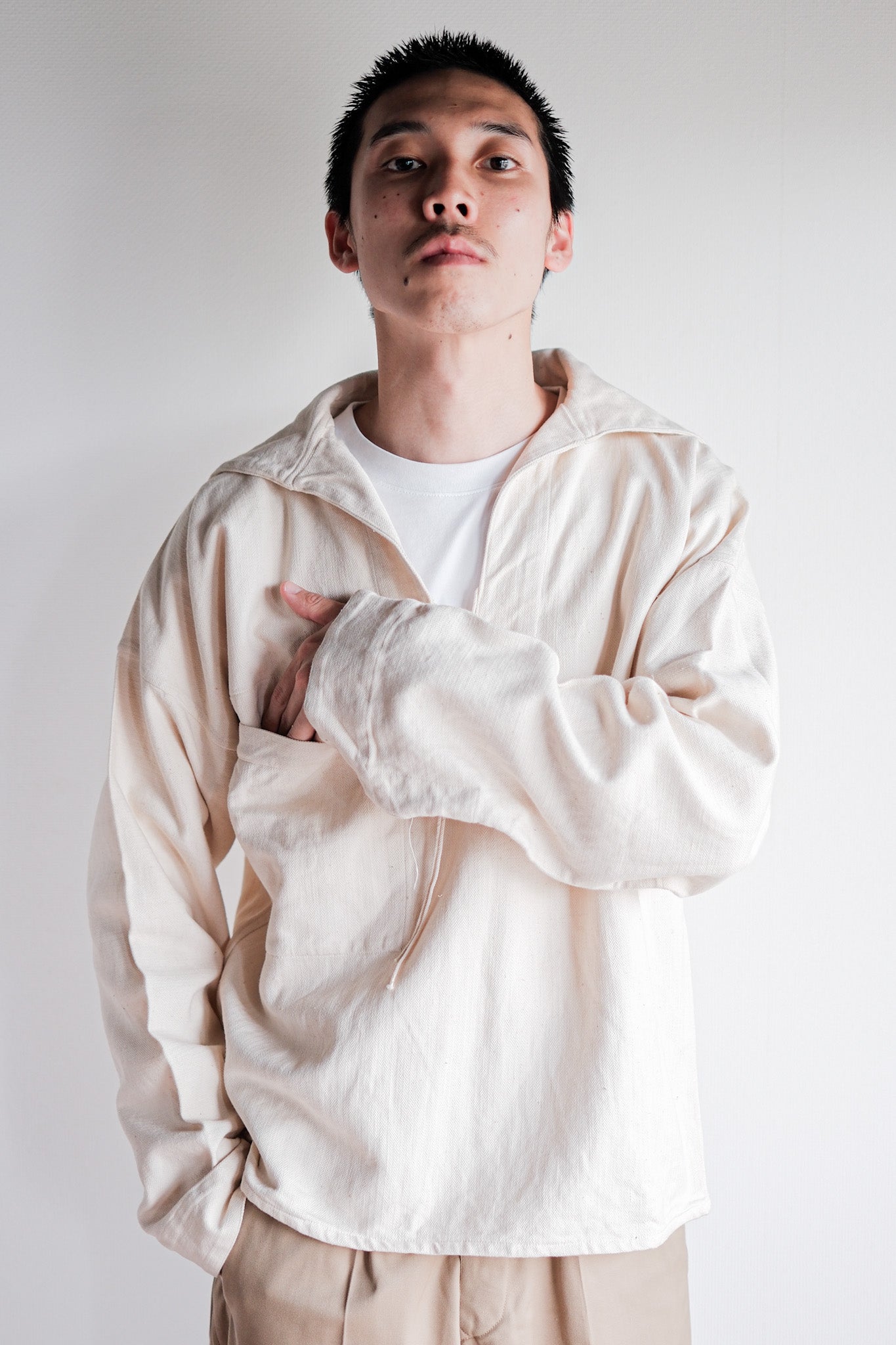 【~40's】German Navy Drillich HBT Linen Sailor Smock "KM"