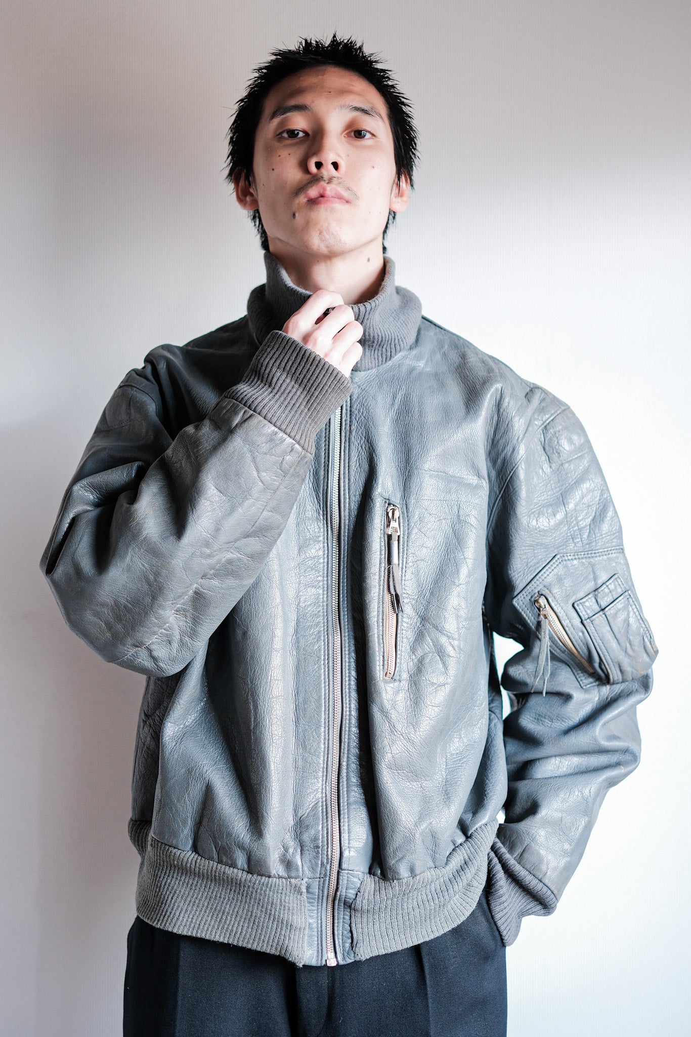 【~70’s】West German Air Force Pilot Leather Jacket Size.13