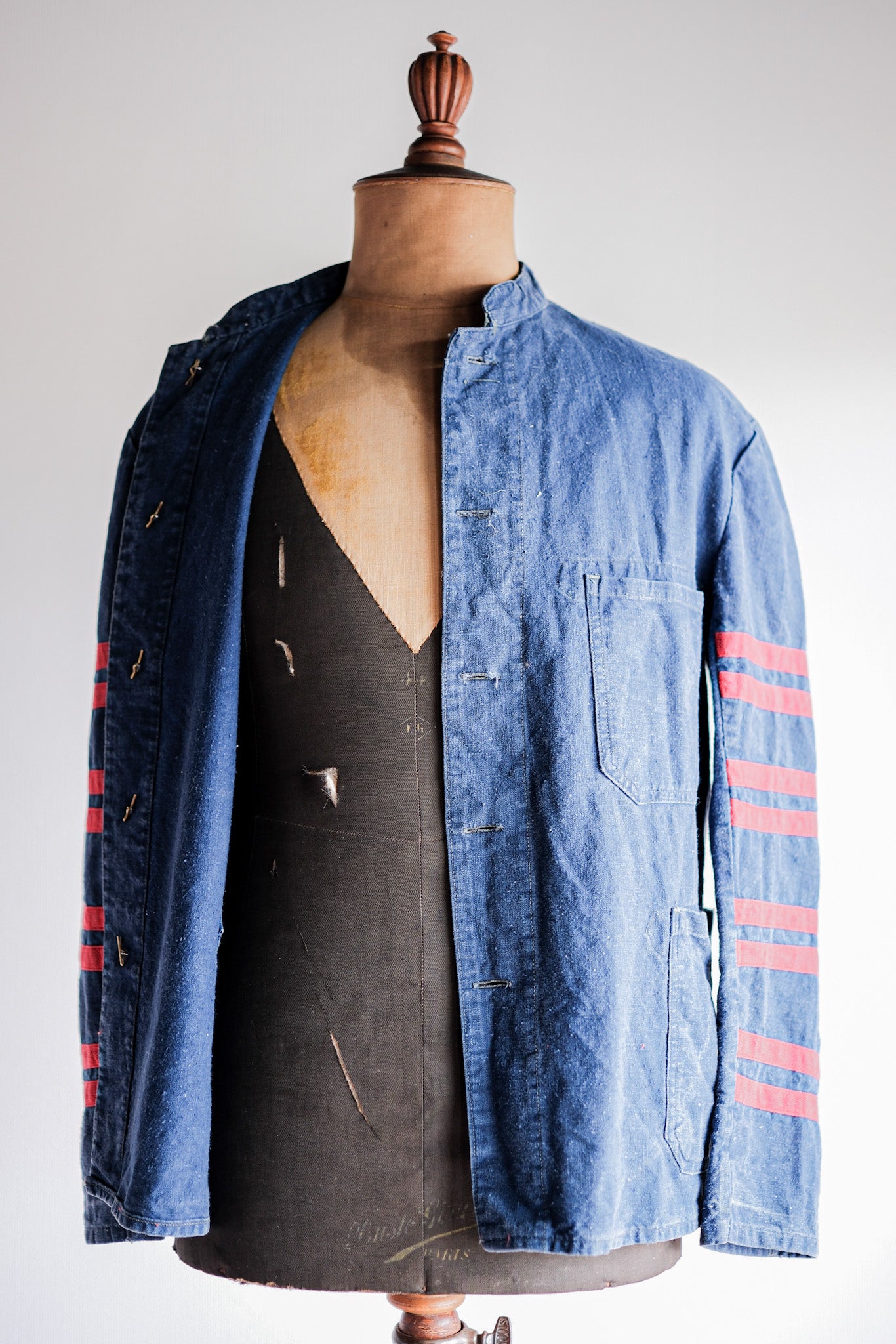 【~40's】German Vintage Indigo Linen Firefighter Jacket