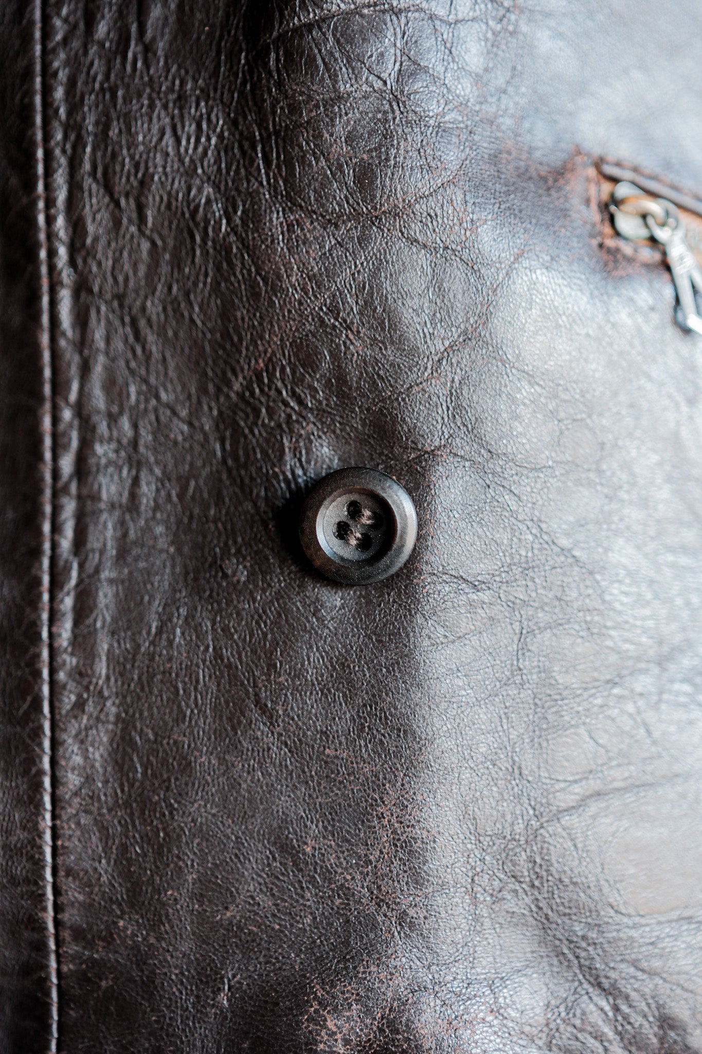 【~40's】German Vintage Double Breasted Motorcycle Leather Jacket