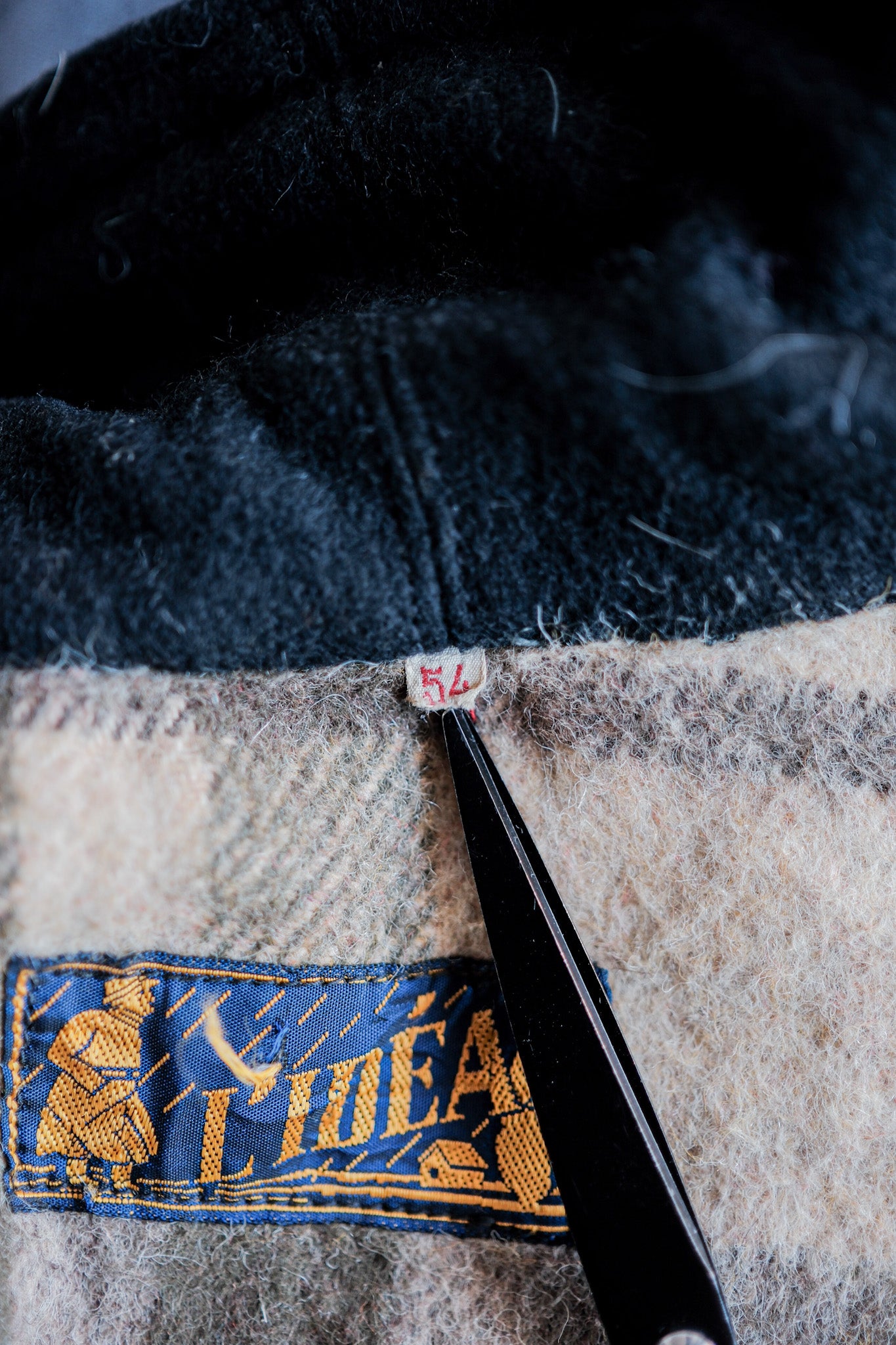 【~60's】French Vintage Le Corbusier Leather Work Jacket Size.54 "Wool Collar"
